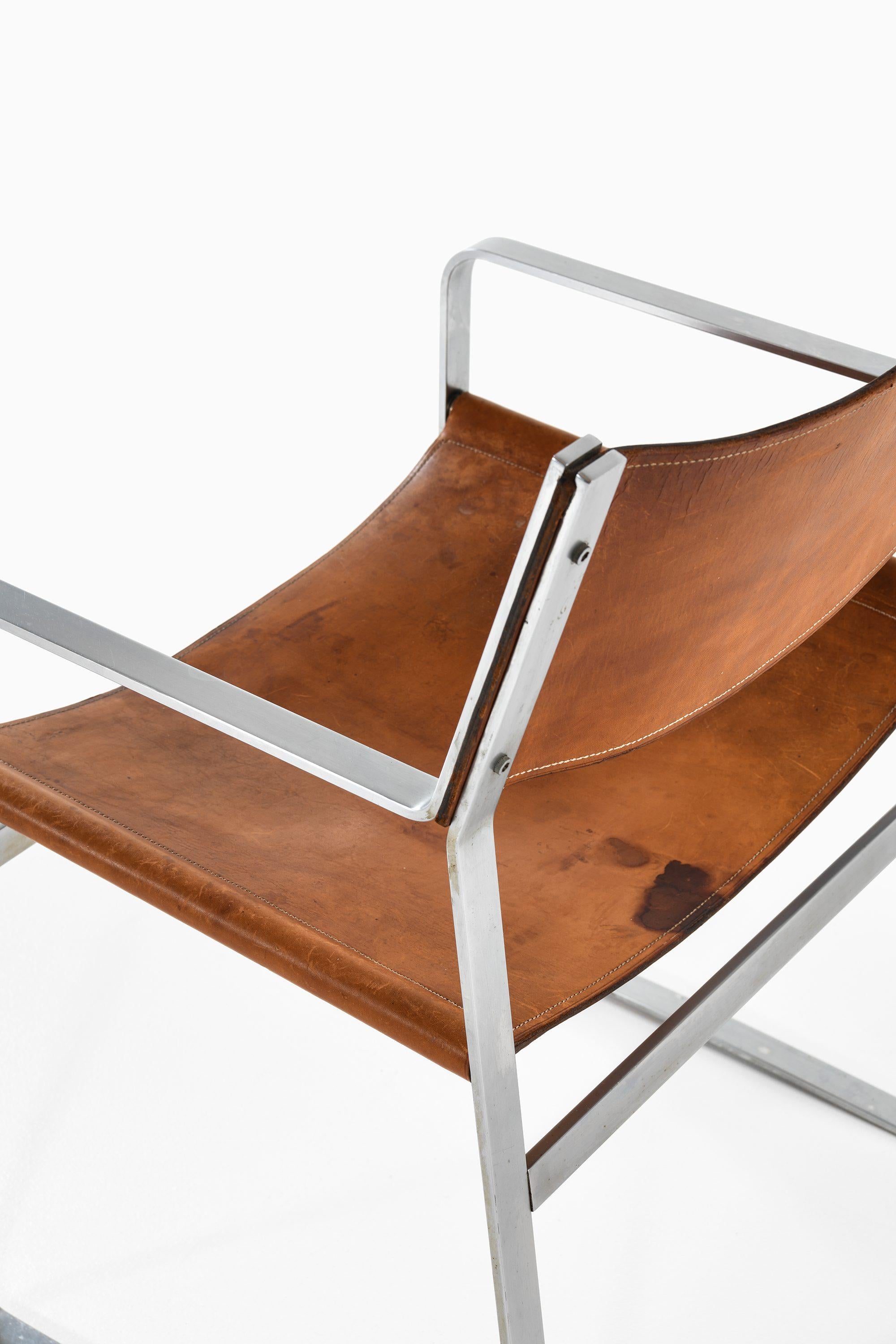 Armchair in Steel and Original Leather by Hans Wegner, 1970s For Sale 2
