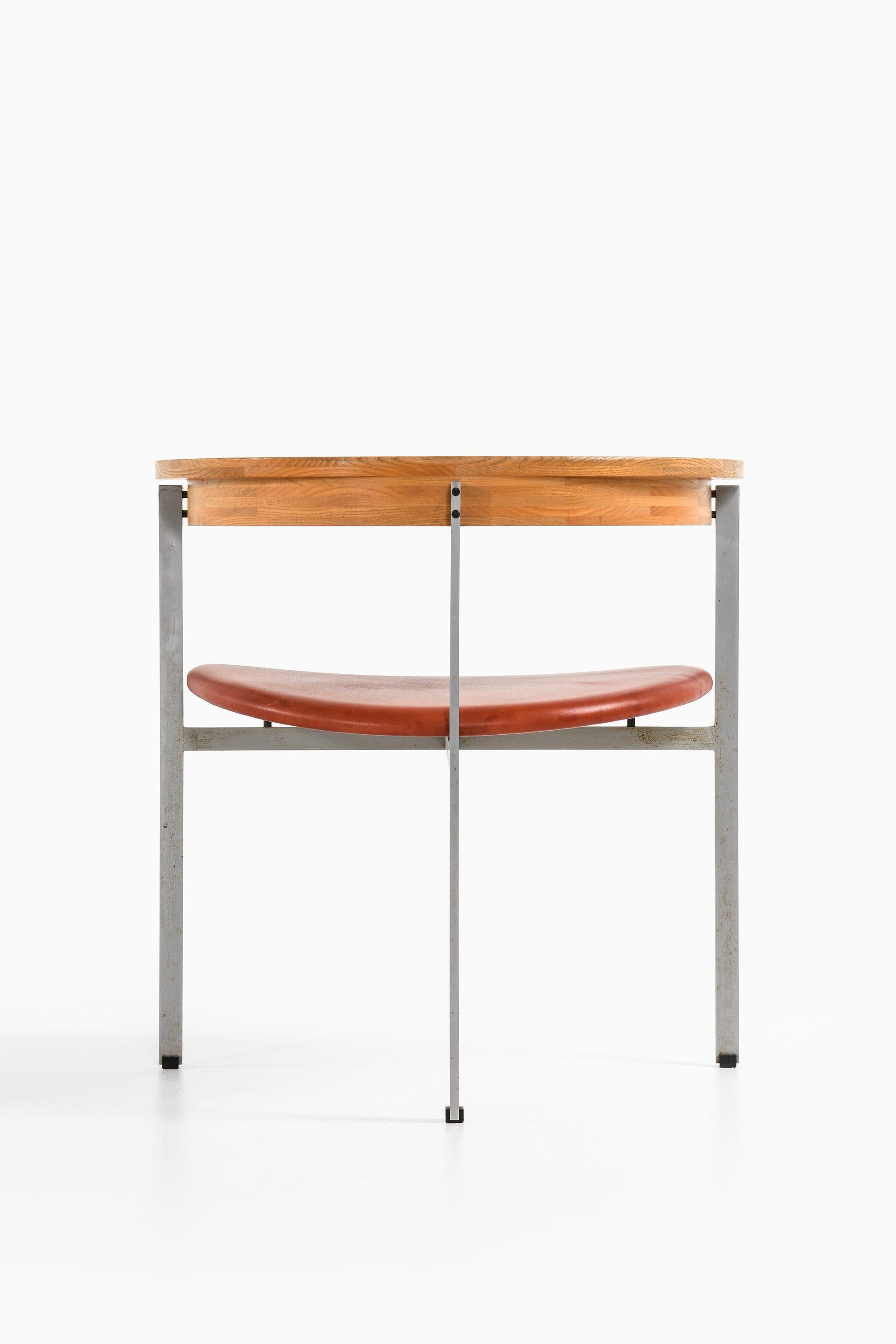 Sillón de acero, fresno y cuero original de Poul Kjærholm, años 50 Moderno de mediados de siglo en venta