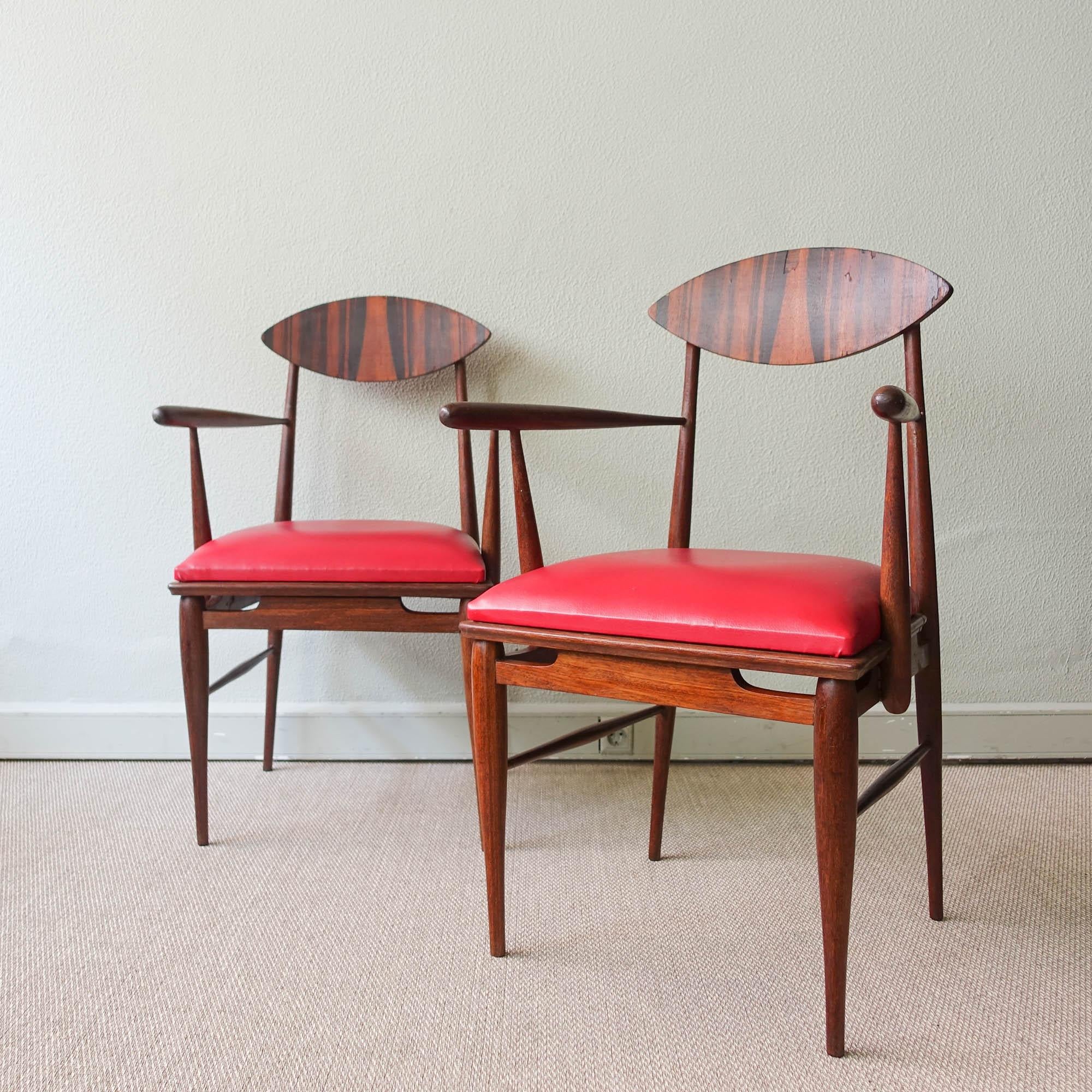 Mid-Century Modern Armchair in Sucupira Wood, 1960's For Sale