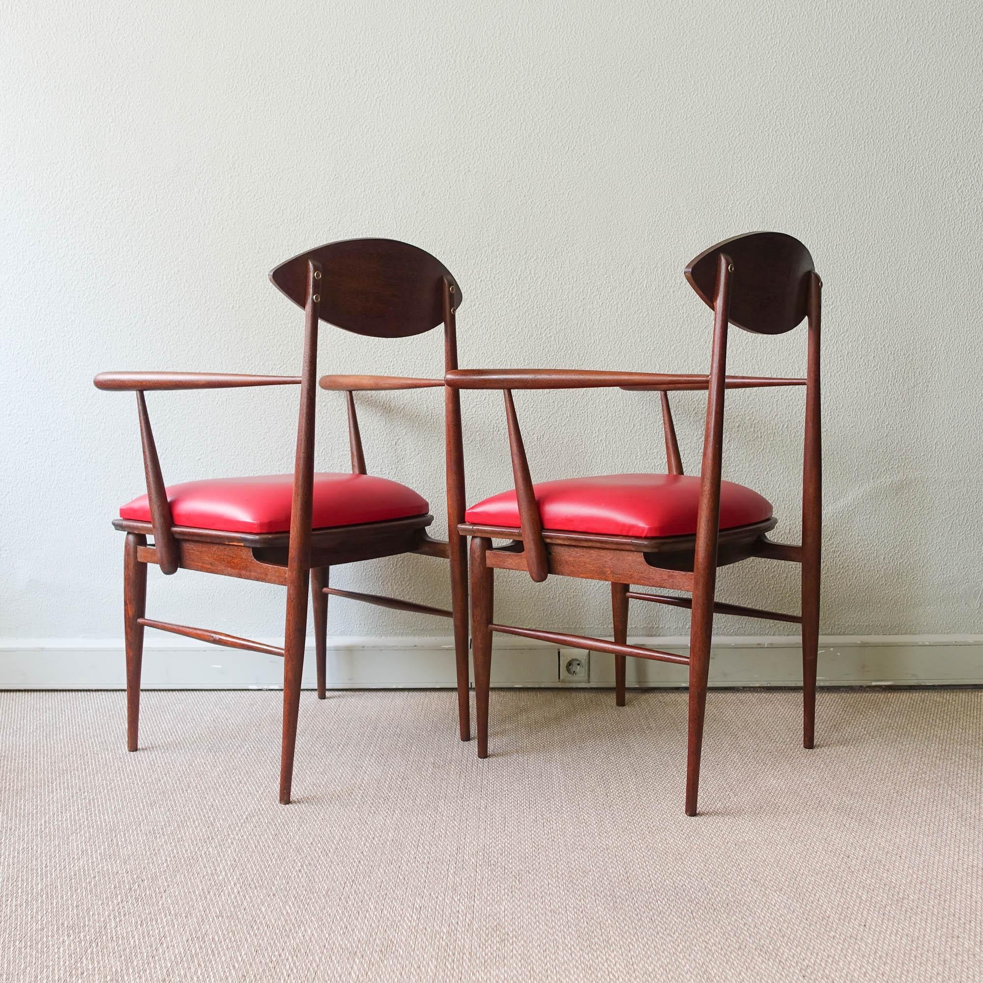Mid-20th Century Armchair in Sucupira Wood, 1960's For Sale