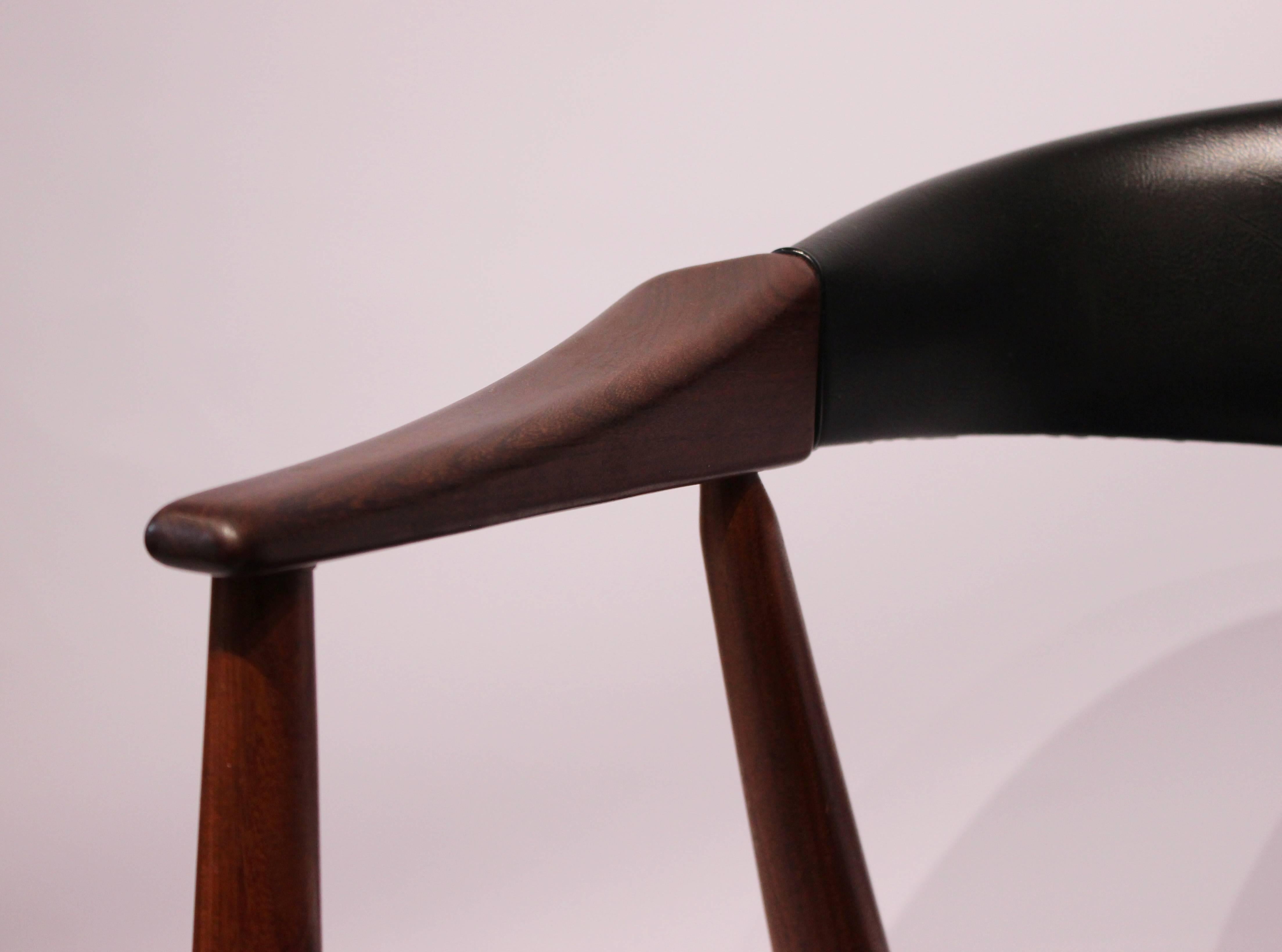 Armchair in Teak and Black Classic Leather of Danish Design from the 1960s 1