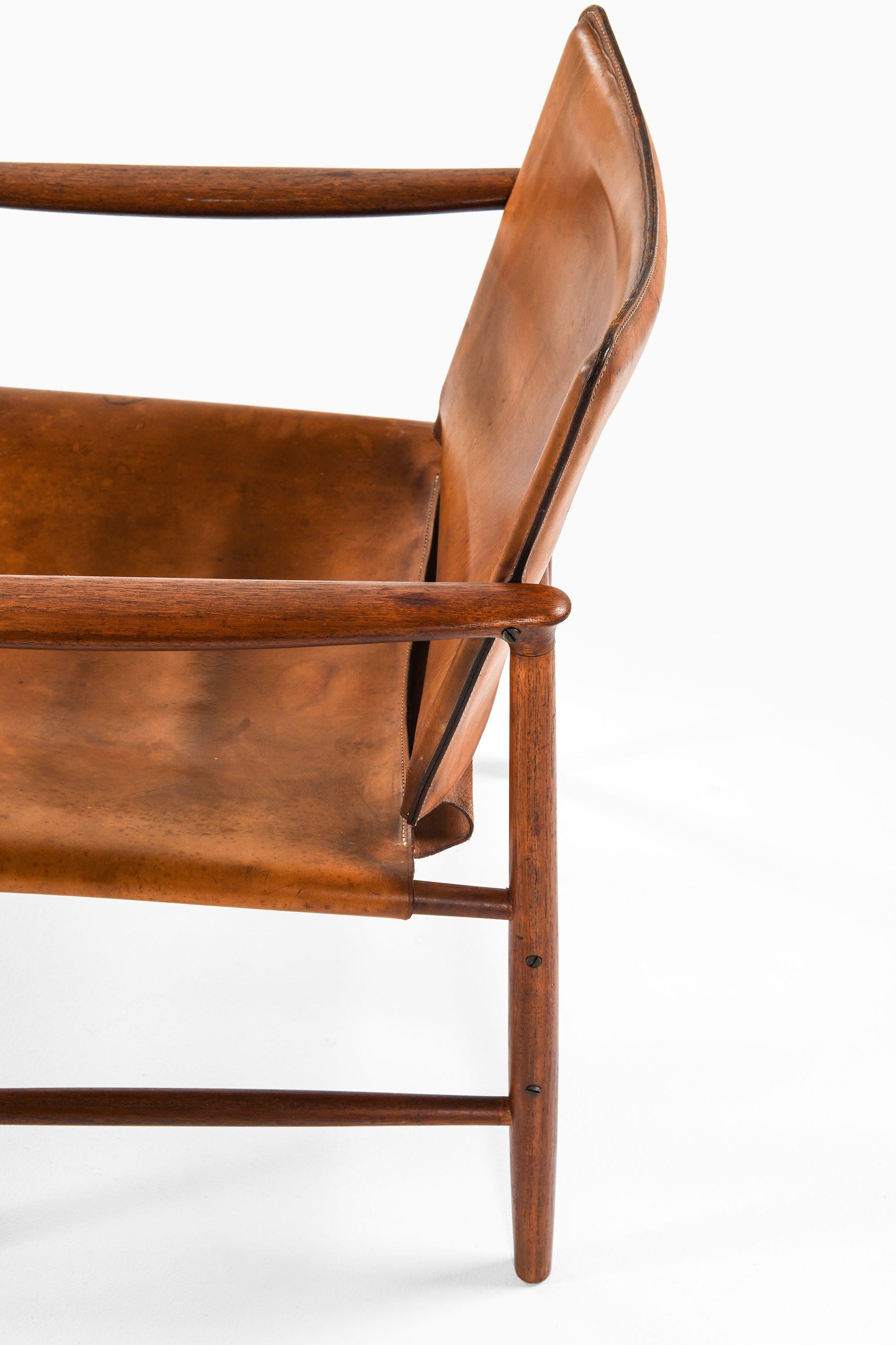 20th Century Armchair in Teak and Leather by Kai Lyngfeldt Larsen, 1957 For Sale