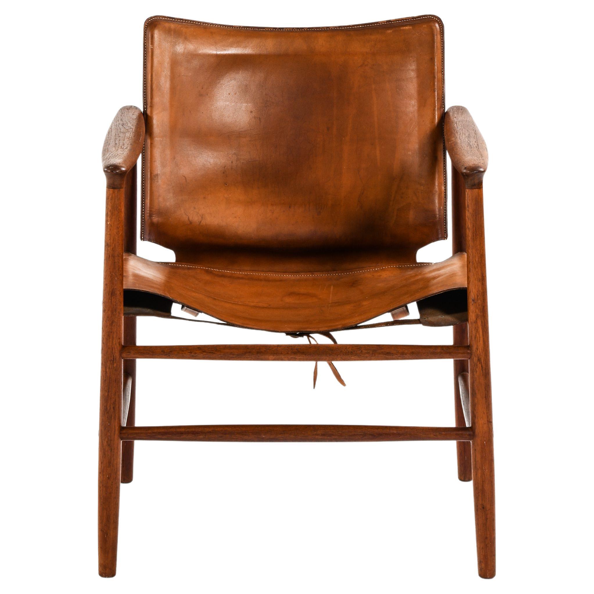 Armchair in Teak and Leather by Kai Lyngfeldt Larsen, 1957 For Sale
