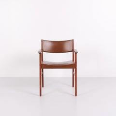 Armchair in Teak wood with Brown Leather of Danish Design from 1960s