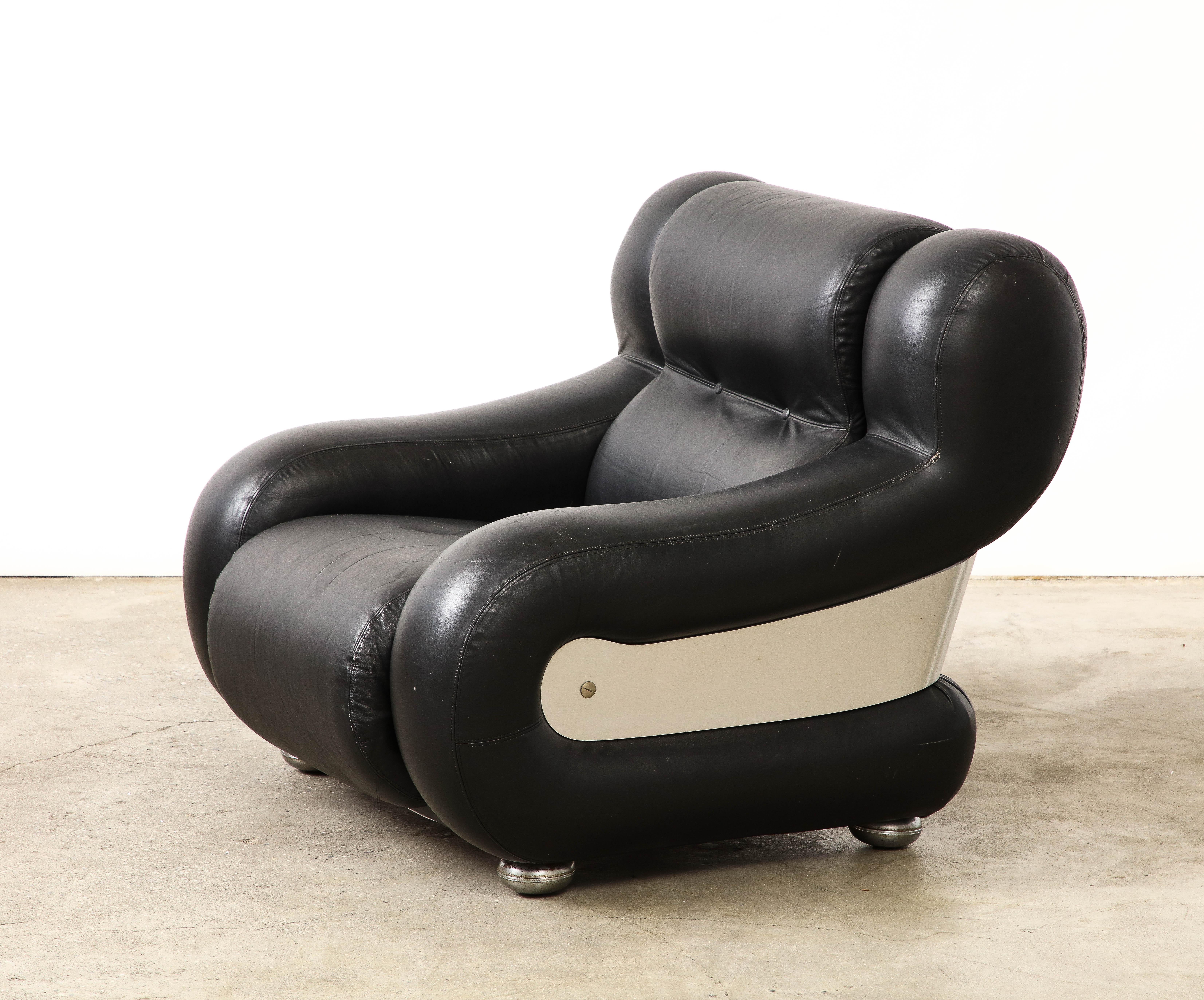 This armchair is reminiscent of Adriano Piazzesi's bold, quintessentially Italian designs.