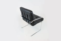 Armchair cantilever in the manner of Johannes Spalt, leather, black, steelframe