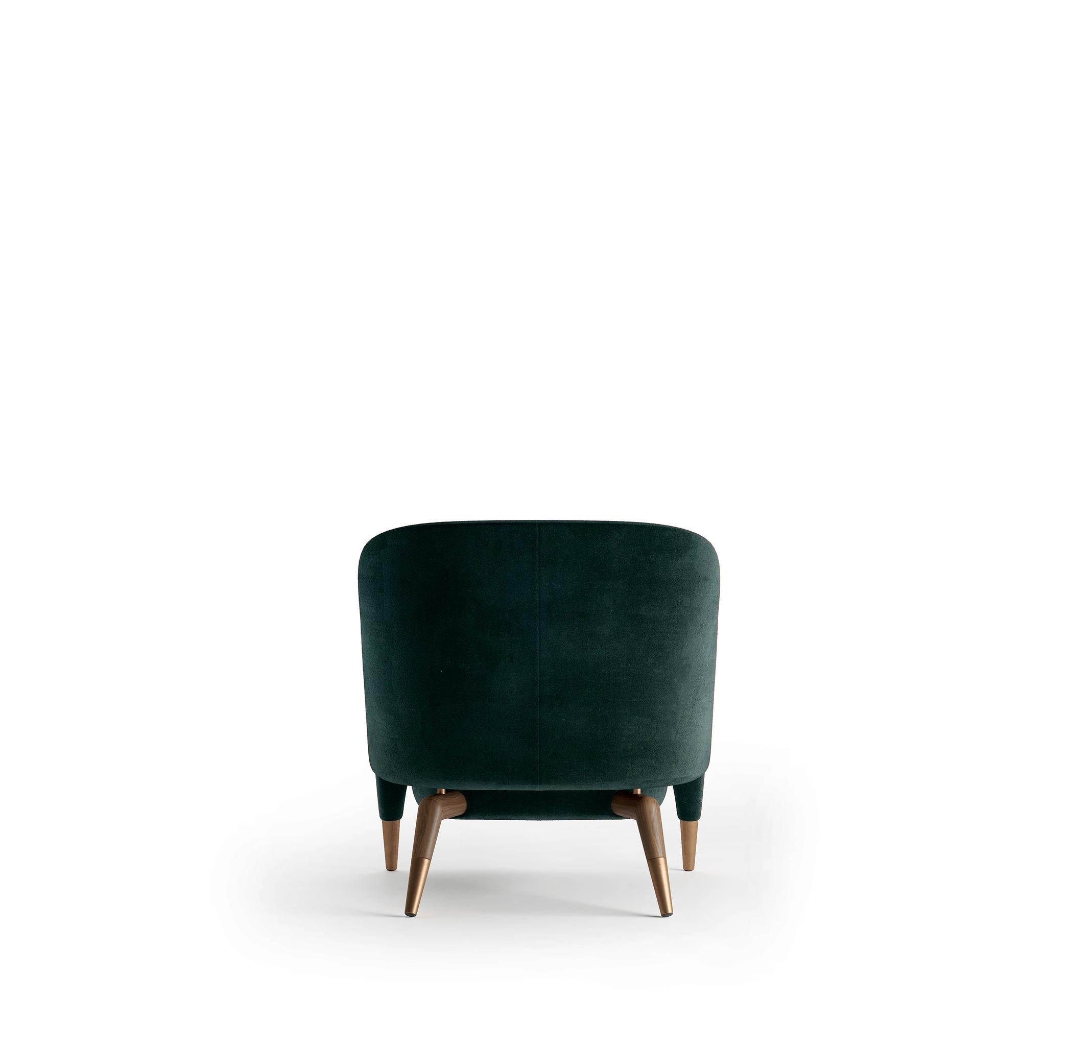 Modern Dark Green VelvetArmchair Molteni&C by Gio Ponti Design D.151.4, Made in Italy For Sale