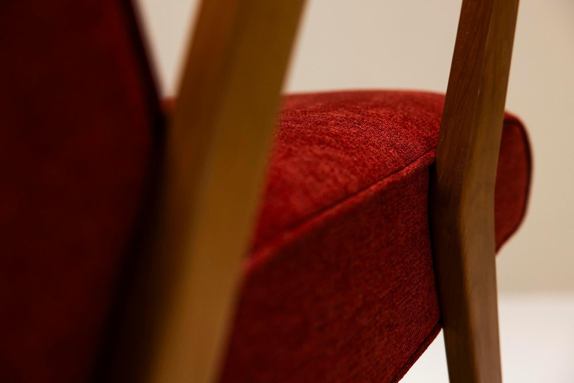 Armchair In Walnut And Burgundy Upholstery, Italy 1960's For Sale 5