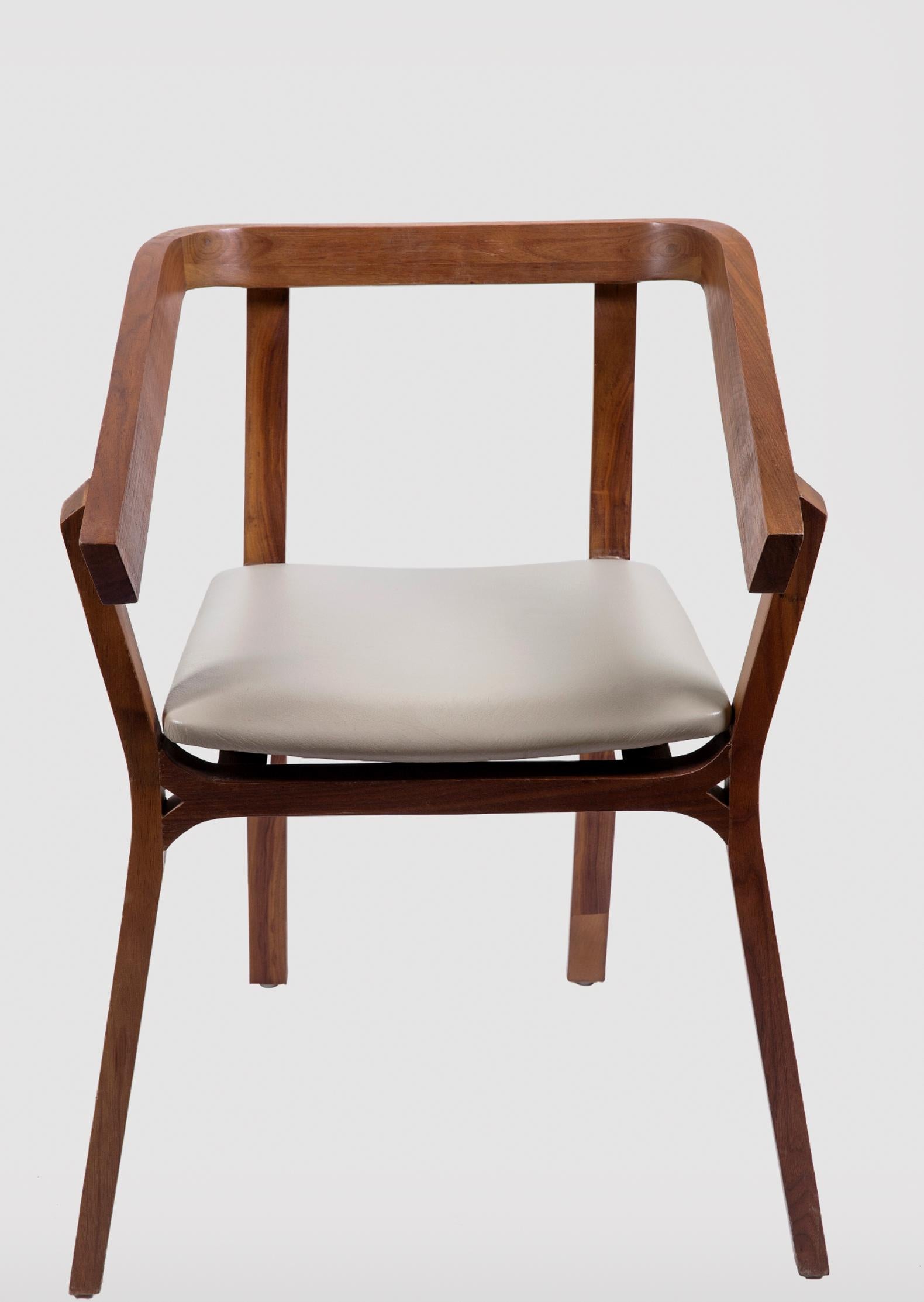 Modern Armchair in Walnut Hardwood by Obiect, Mexican Contemporary Design For Sale