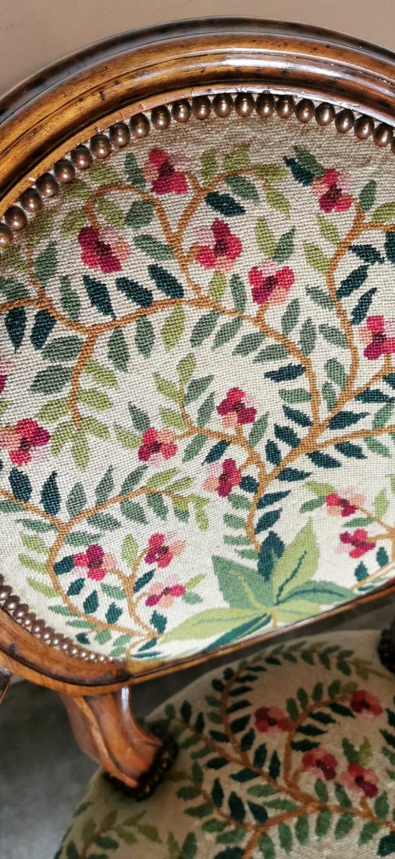 19th Century Walnut Armchair  with Needlepoint Upholstery France 6