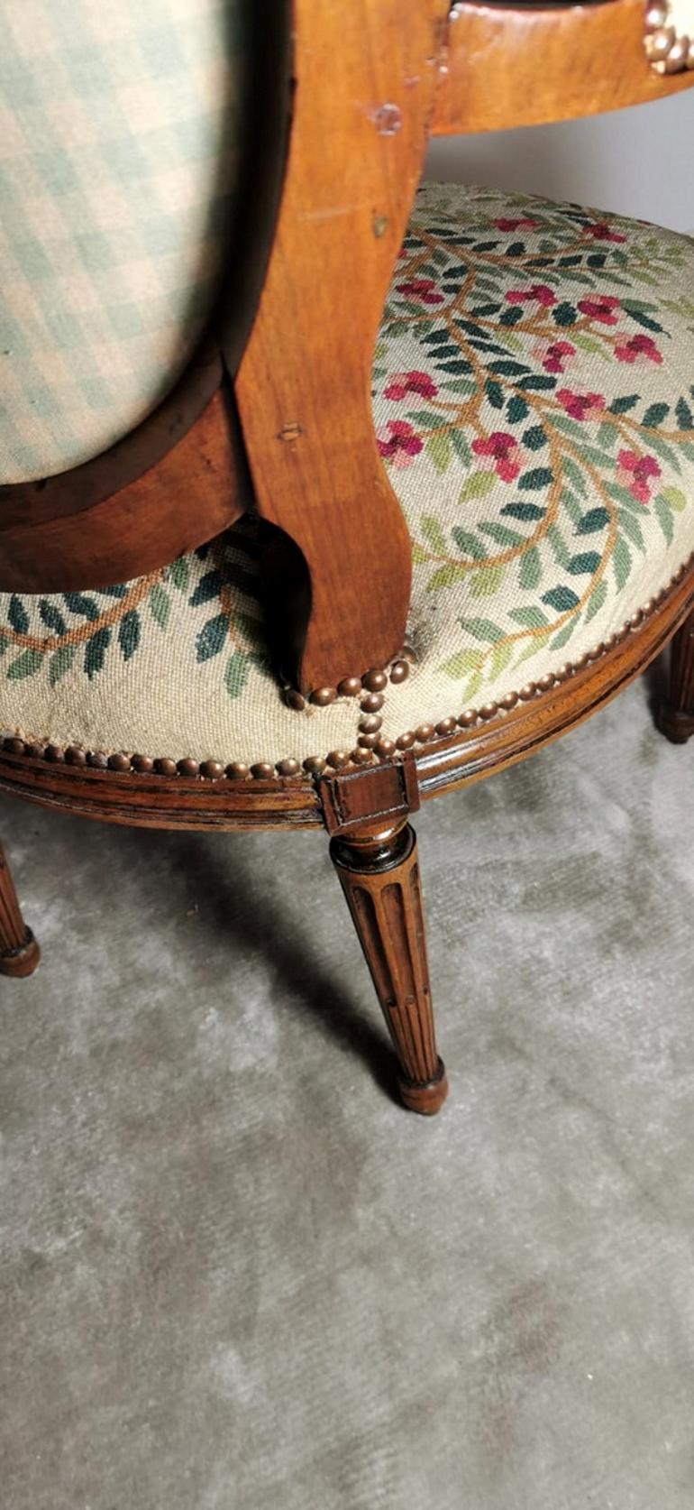 19th Century Walnut Armchair  with Needlepoint Upholstery France 8