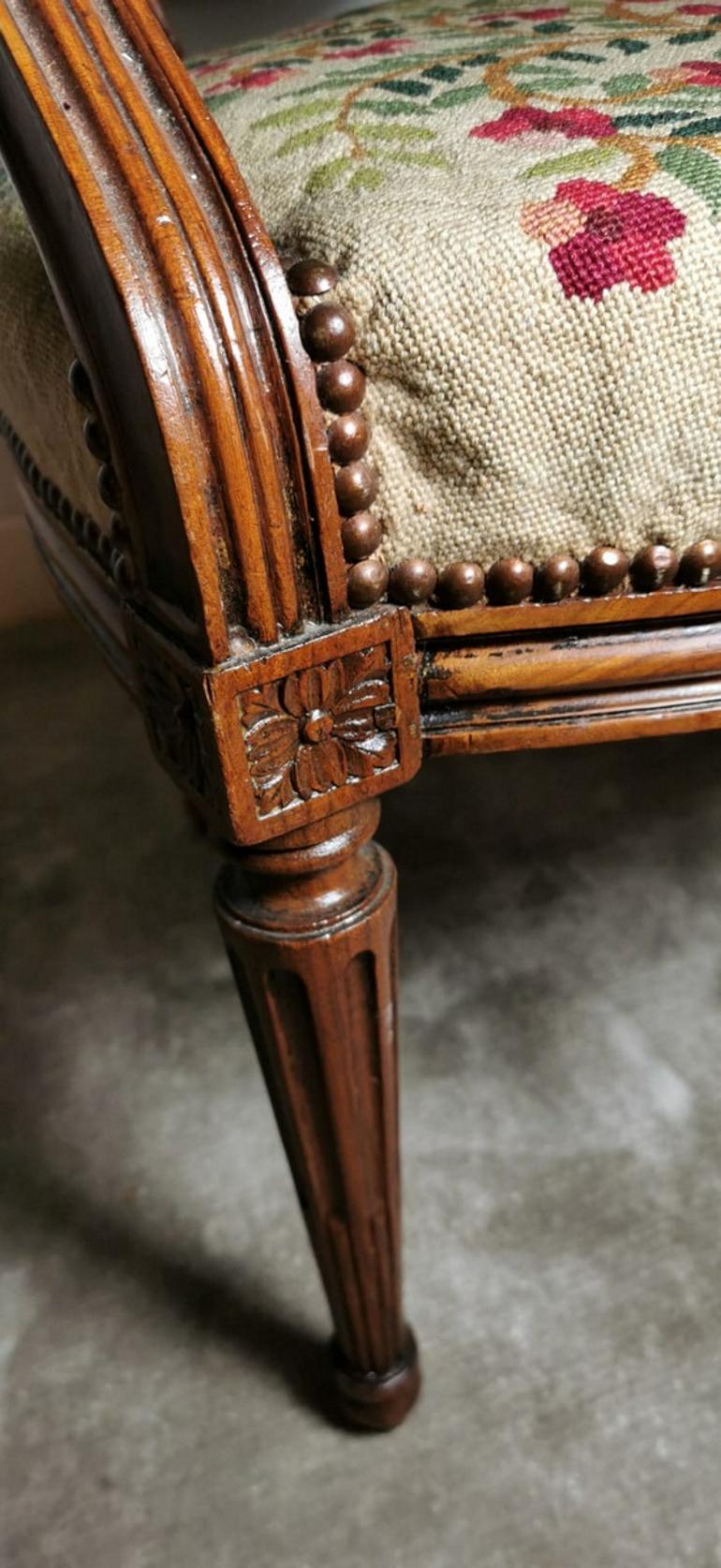 19th Century Walnut Armchair  with Needlepoint Upholstery France 9