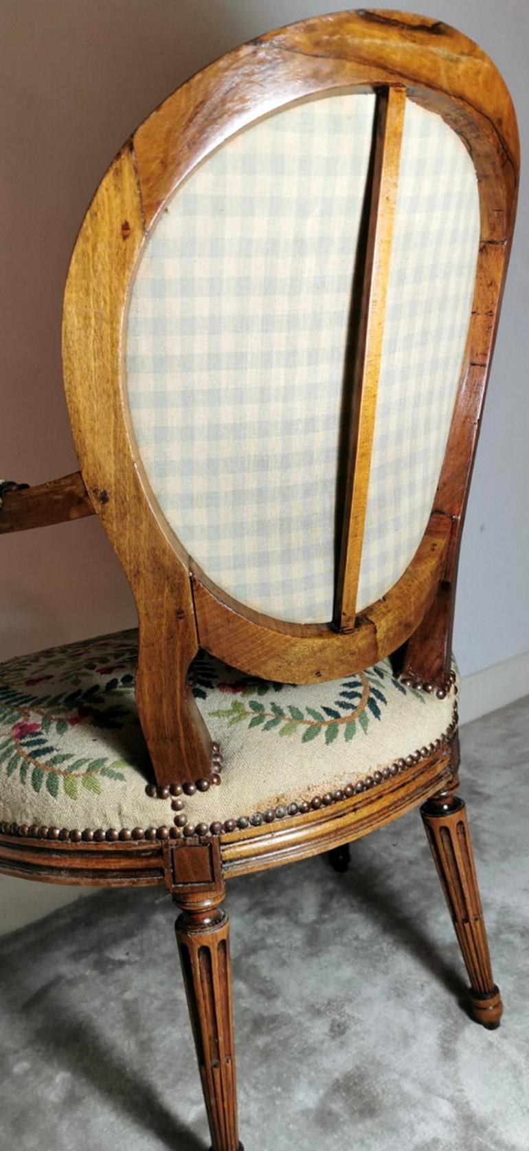 19th Century Walnut Armchair  with Needlepoint Upholstery France 10