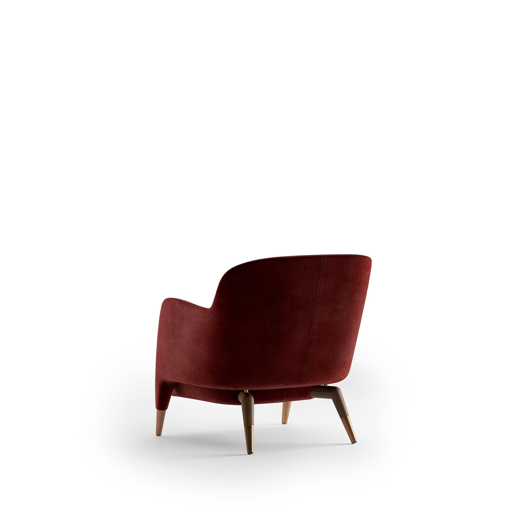 Sessel aus rotem Samt Molteni&C von Gio Ponti Design D.151.4, hergestellt in Italien (Moderne) im Angebot