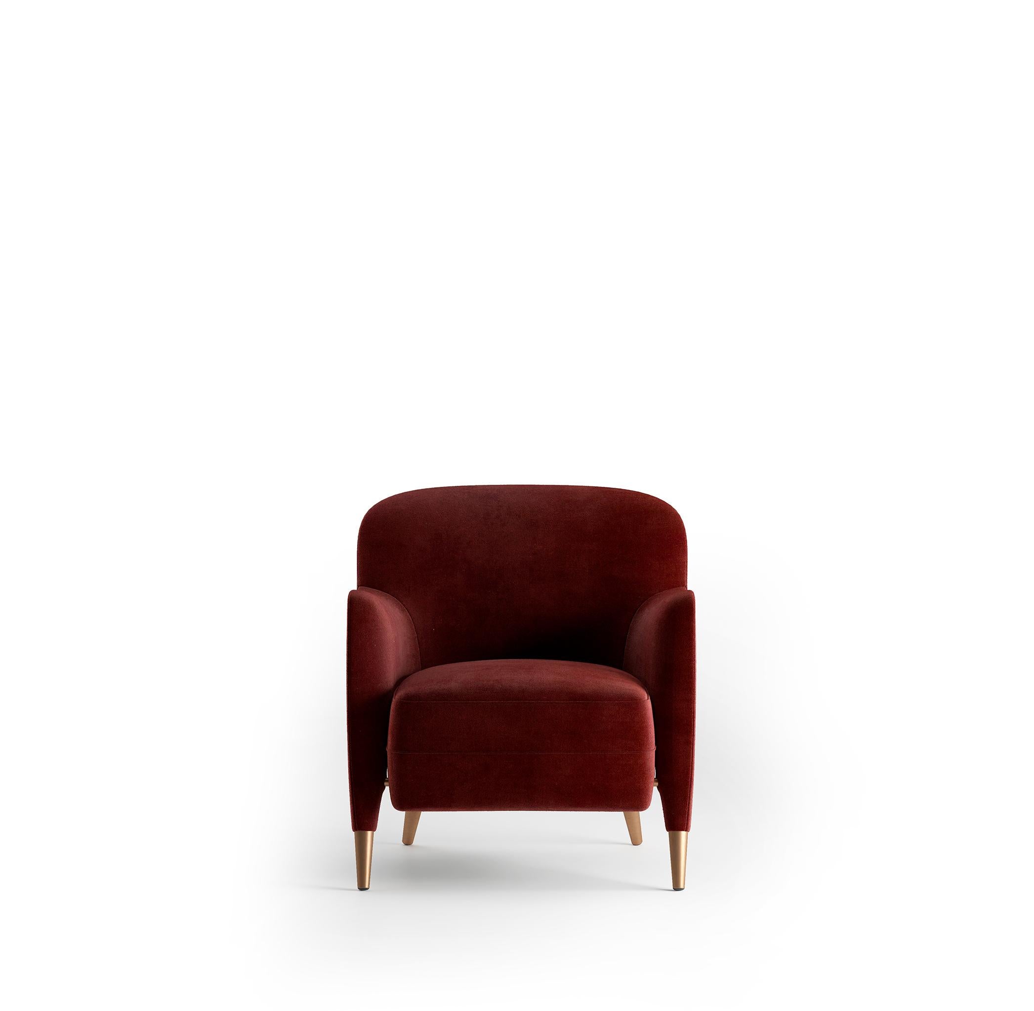 Italian Red Velvet Armchair Molteni&C by Gio Ponti Design D.151.4, Made in Italy For Sale