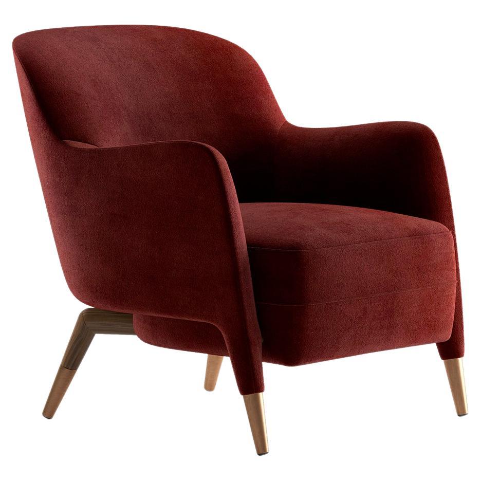 Red Velvet Armchair Molteni&C by Gio Ponti Design D.151.4, Made in Italy