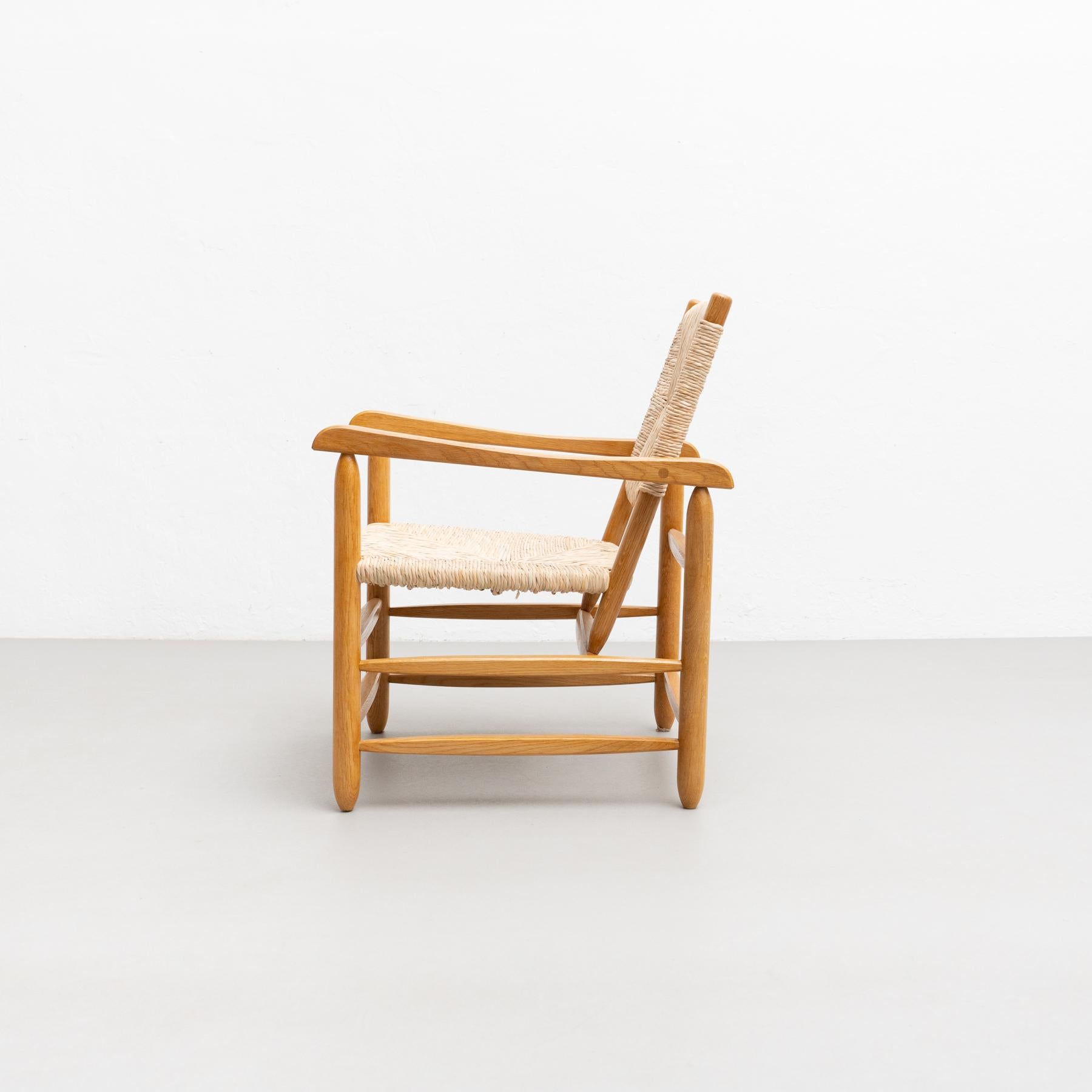 Armchair in Wood and Cane, circa 1980 For Sale 3