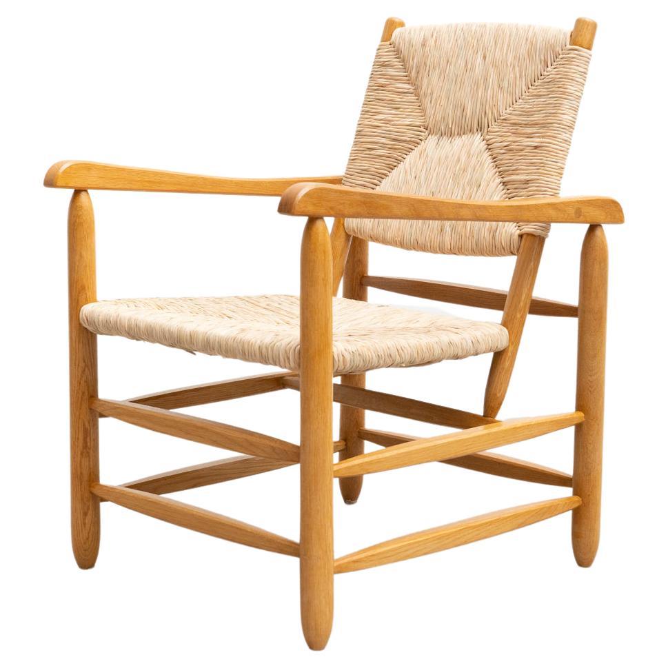 Armchair in Wood and Cane, circa 1980 For Sale