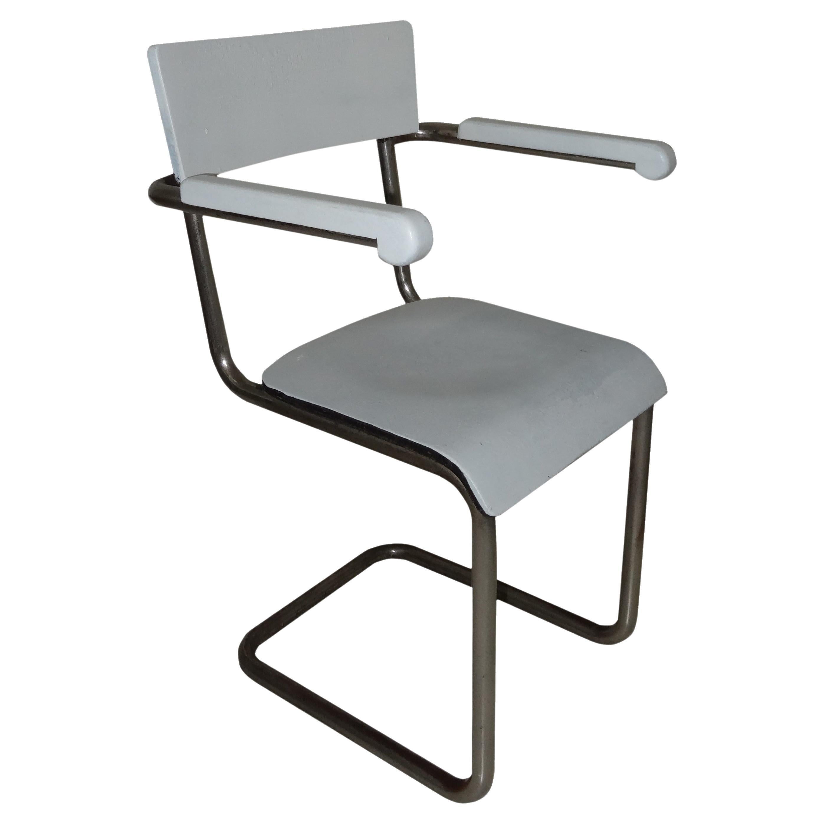 Armchair in Wood and Chrome, Style: Bauhaus, German, 1940 For Sale