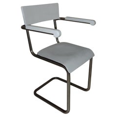 Vintage Armchair in Wood and Chrome, Style: Bauhaus, German, 1940