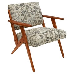 Armchair in Wood & Floral Fabric by Jose Zanine Caldas, c.1950s