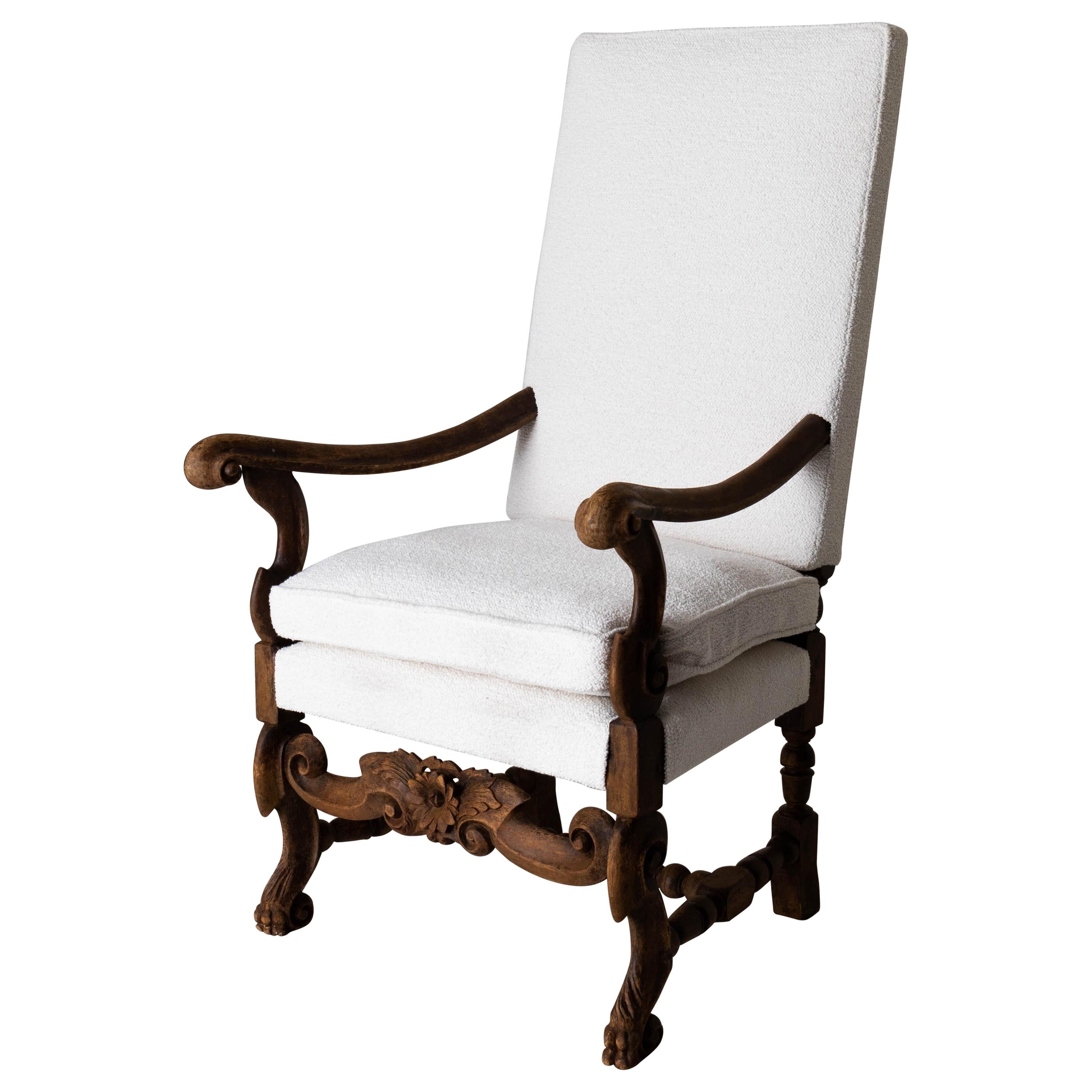 Armchair Italian Baroque Period Oak, 18th Century, Italy