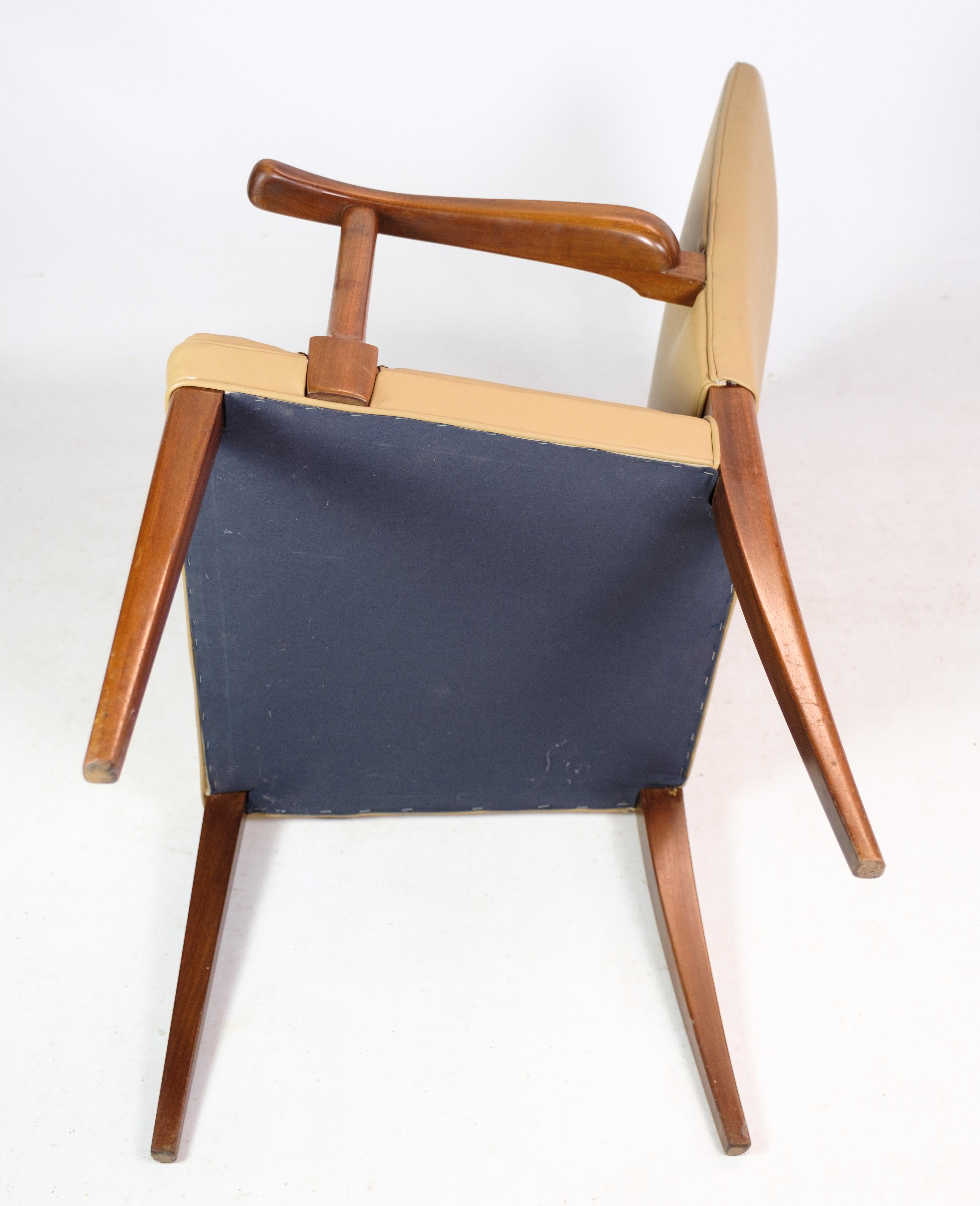 Armchair, Jacob Kjær, Mahogany, Light Leather, 1950 For Sale 2