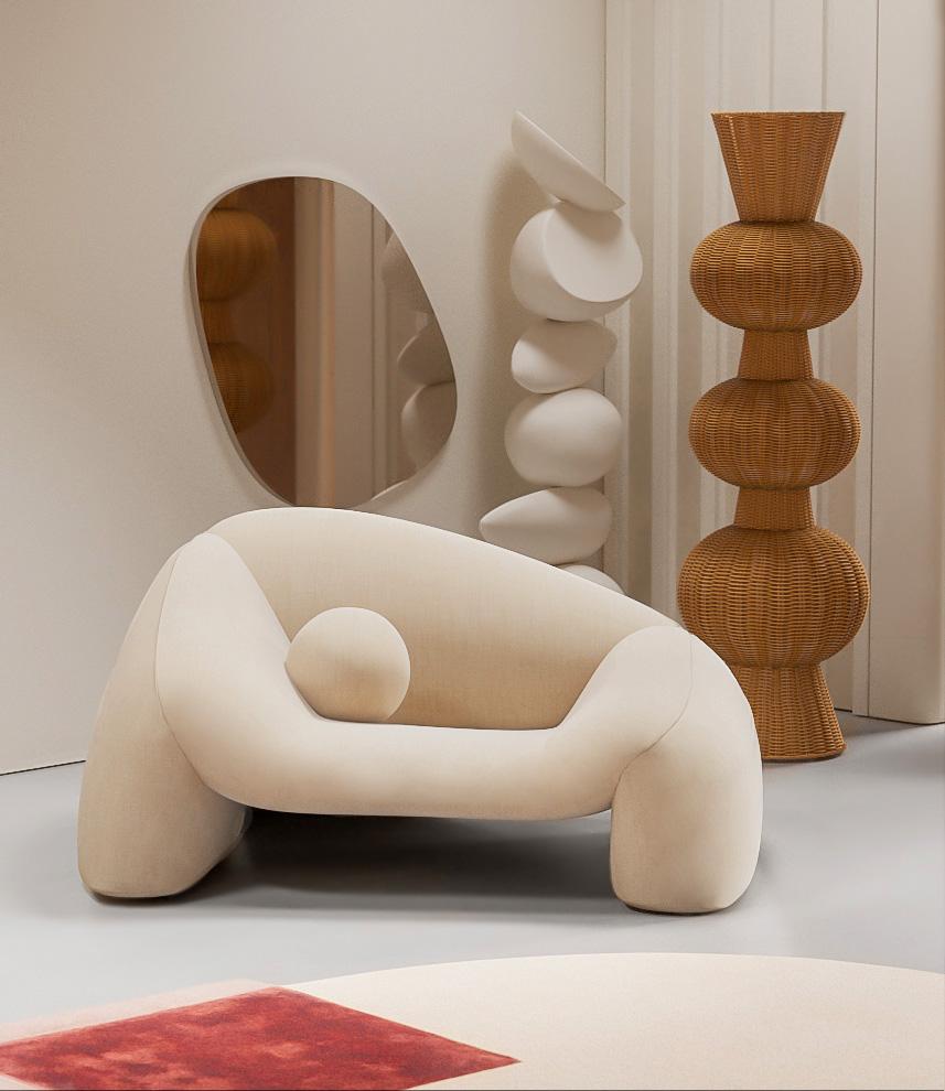 XXI secolo e contemporaneo Poltrona Jelle Jelles in tessuto beige di Alter Ego Studio in vendita