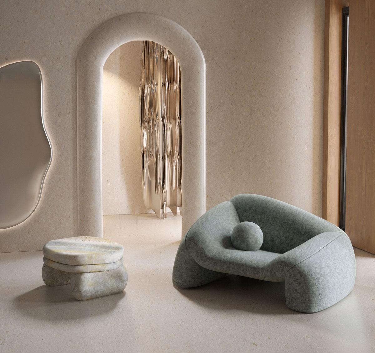 Armchair Jell in green Kvadrat upholstery For Sale 1