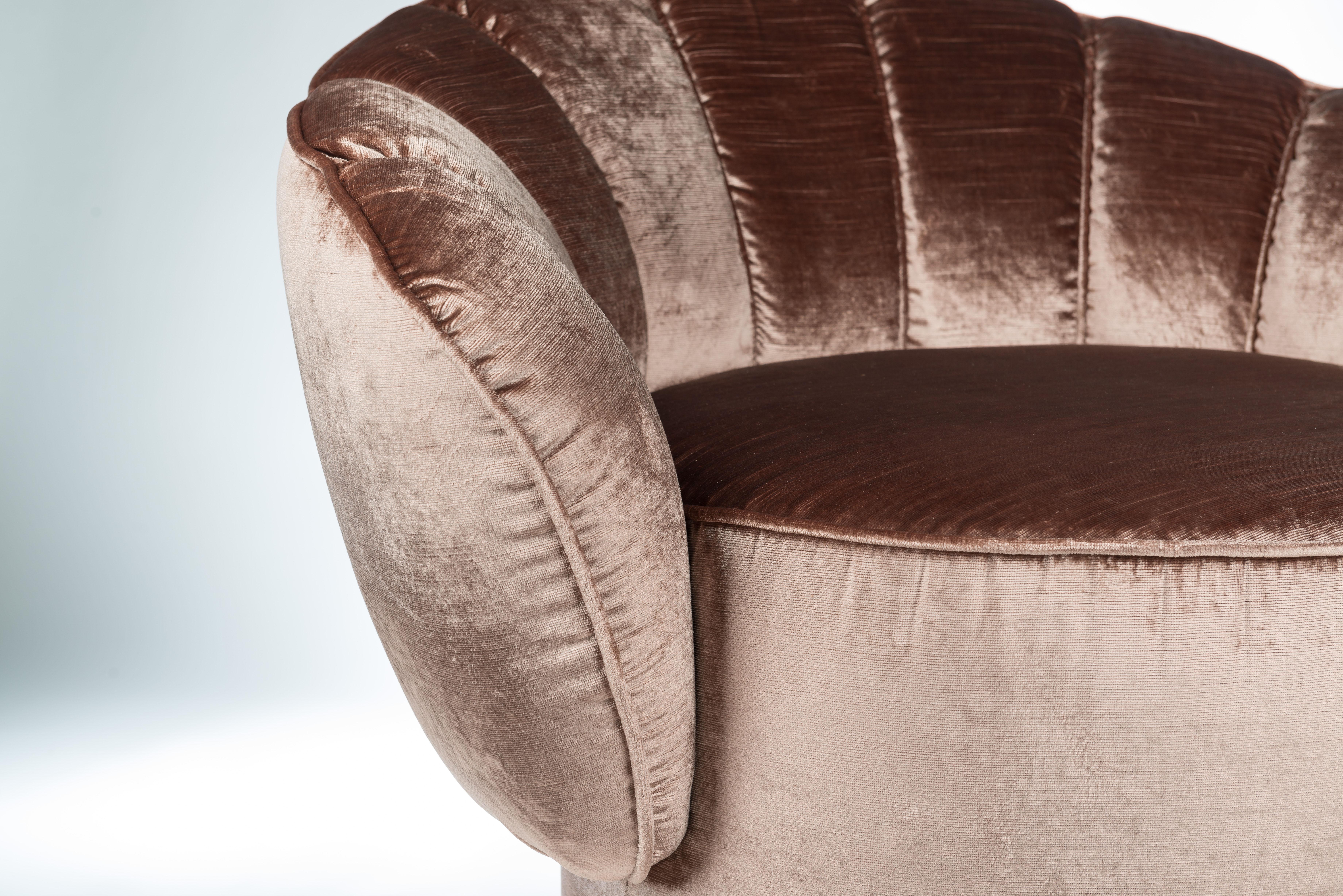 Italian Armchair Kidman, Copper Fabric, Made in Italy For Sale
