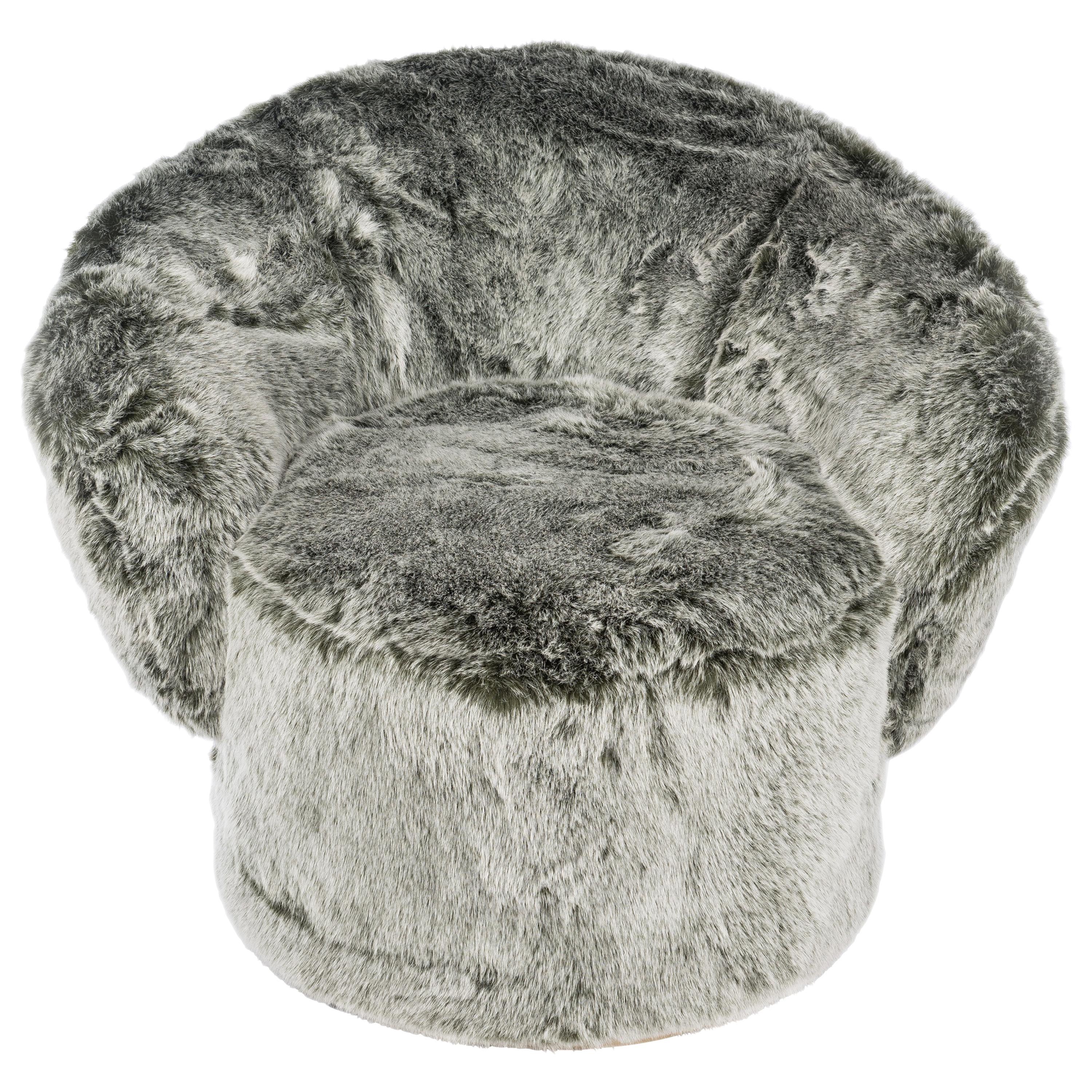 Armchair Kidman, Green Fox Faux Fur, Made in Italy For Sale