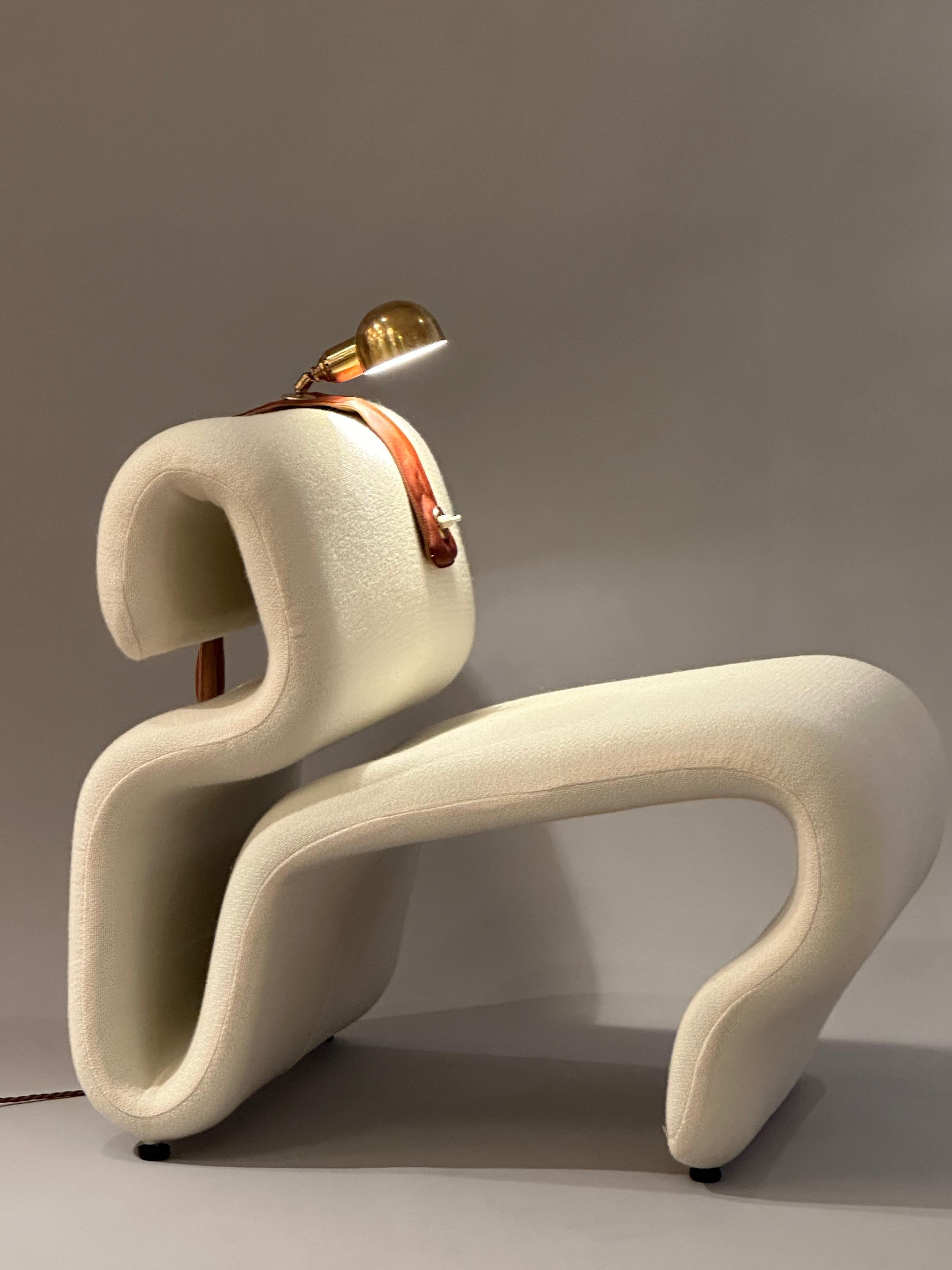 Armchair lamp in leather and brass by Luigi Caccia Dominioni for Azucena. c1970 3
