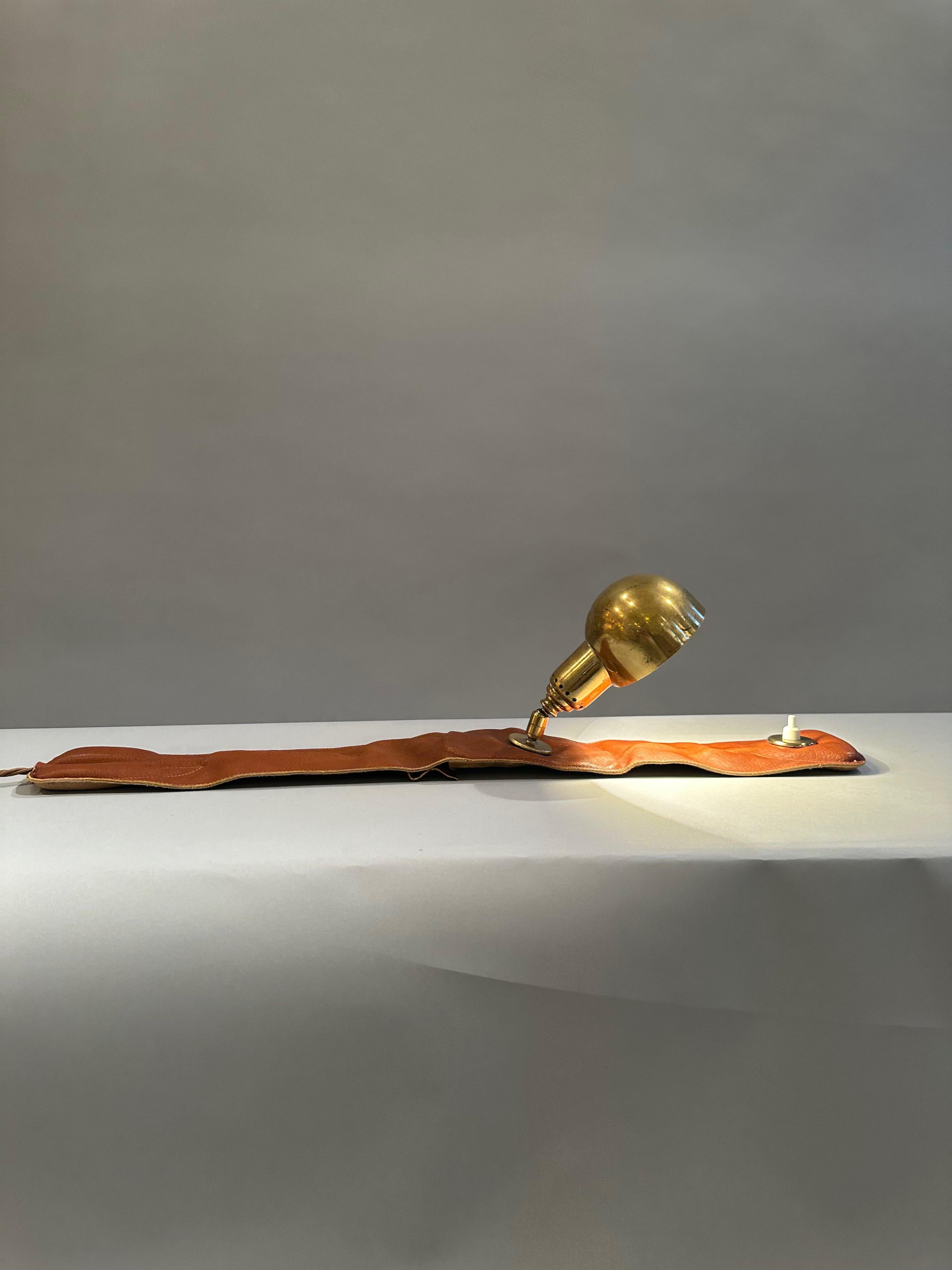 Late 20th Century Armchair lamp in leather and brass by Luigi Caccia Dominioni for Azucena. c1970