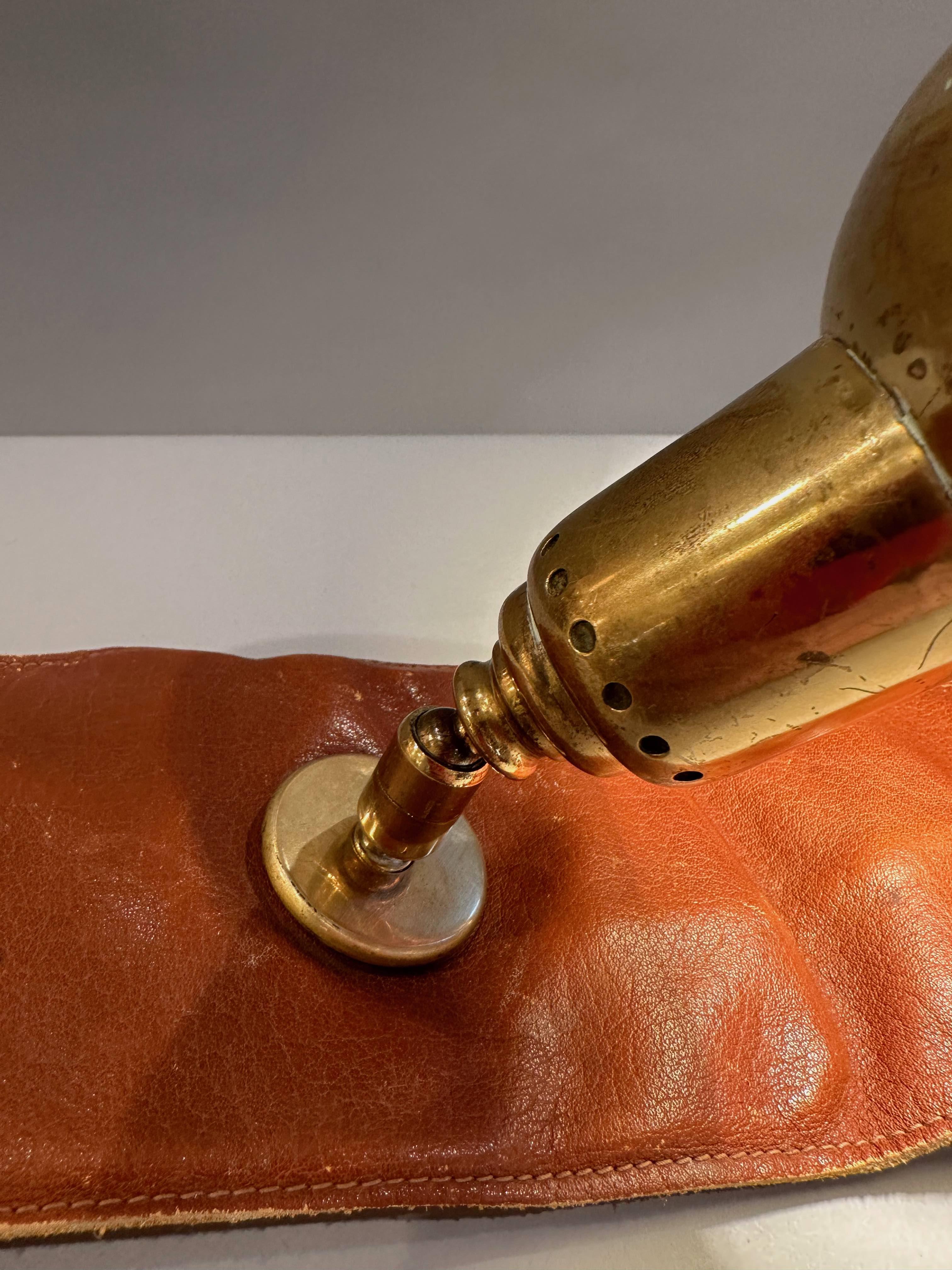 Brass Armchair lamp in leather and brass by Luigi Caccia Dominioni for Azucena. c1970
