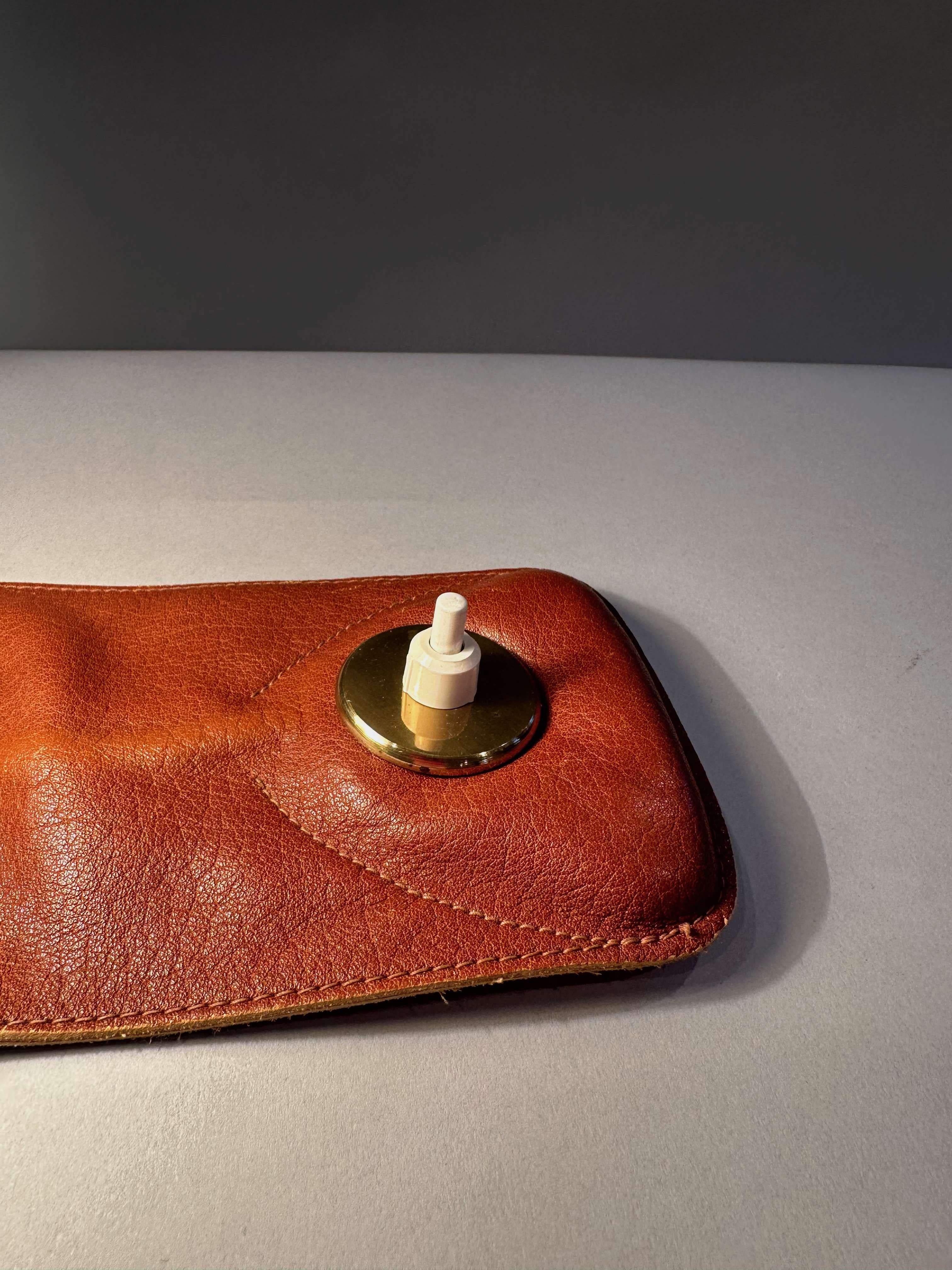 Armchair lamp in leather and brass by Luigi Caccia Dominioni for Azucena. c1970 2