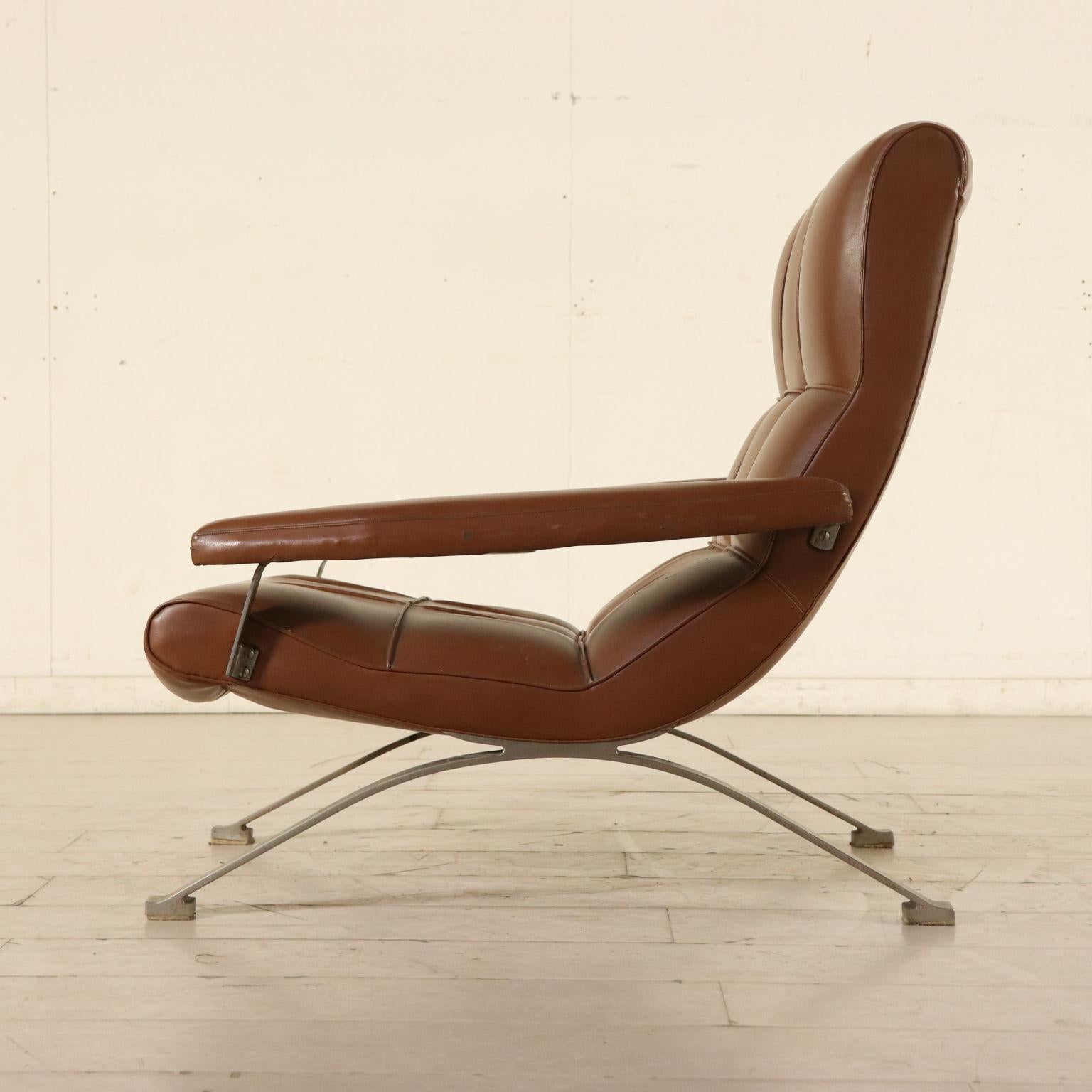 Armchair Leatherette Chromed Metal Vintage, Italy, 1960s-1970s 5