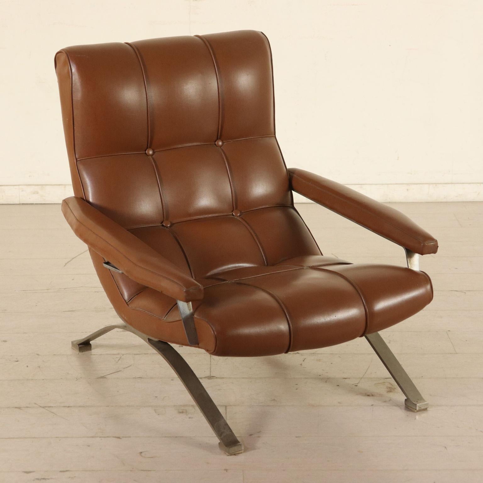 Armchair Leatherette Chromed Metal Vintage, Italy, 1960s-1970s 7