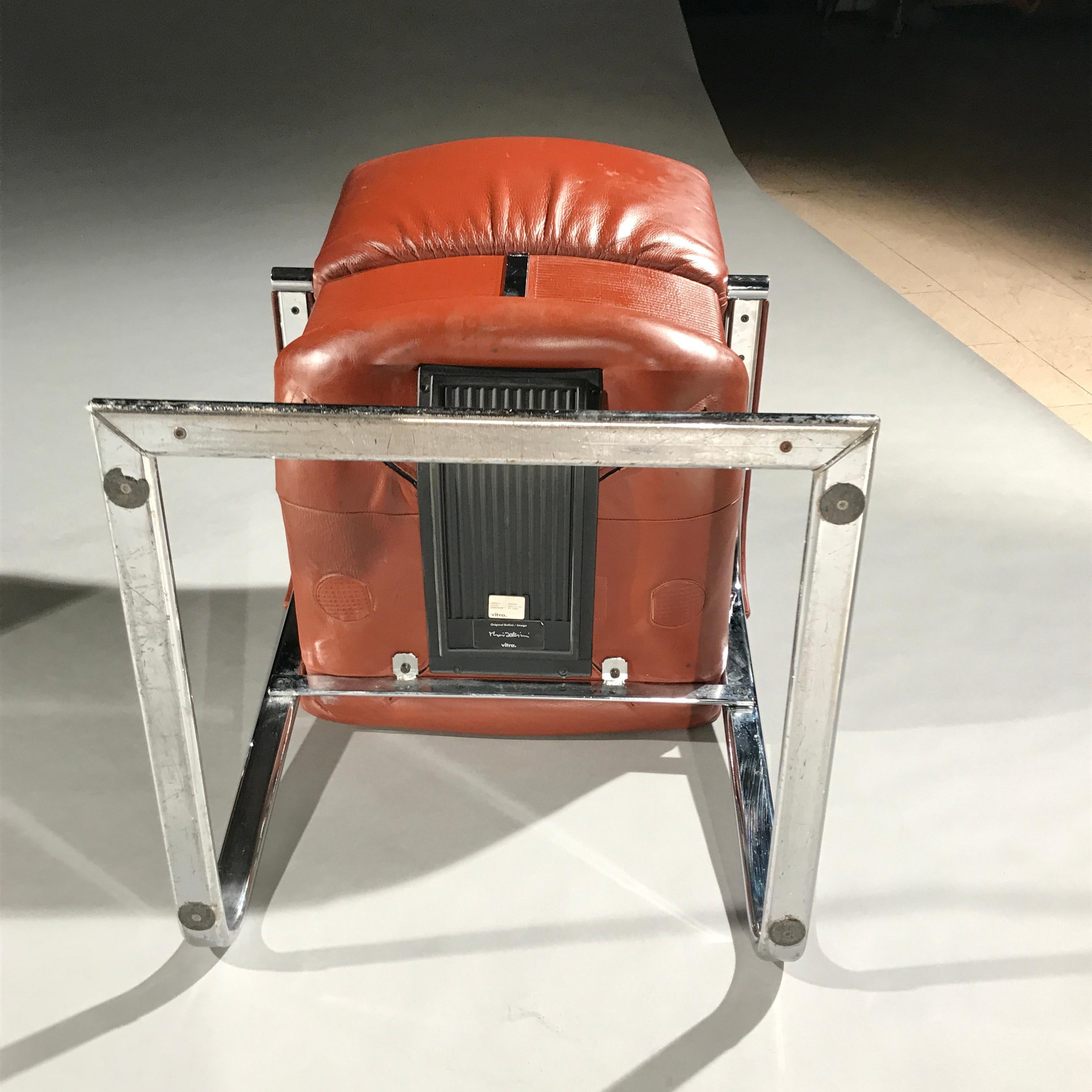 Armchair Leathertan Chrome Signed Mario Bellini Vitra Office Bellini Collection For Sale 7