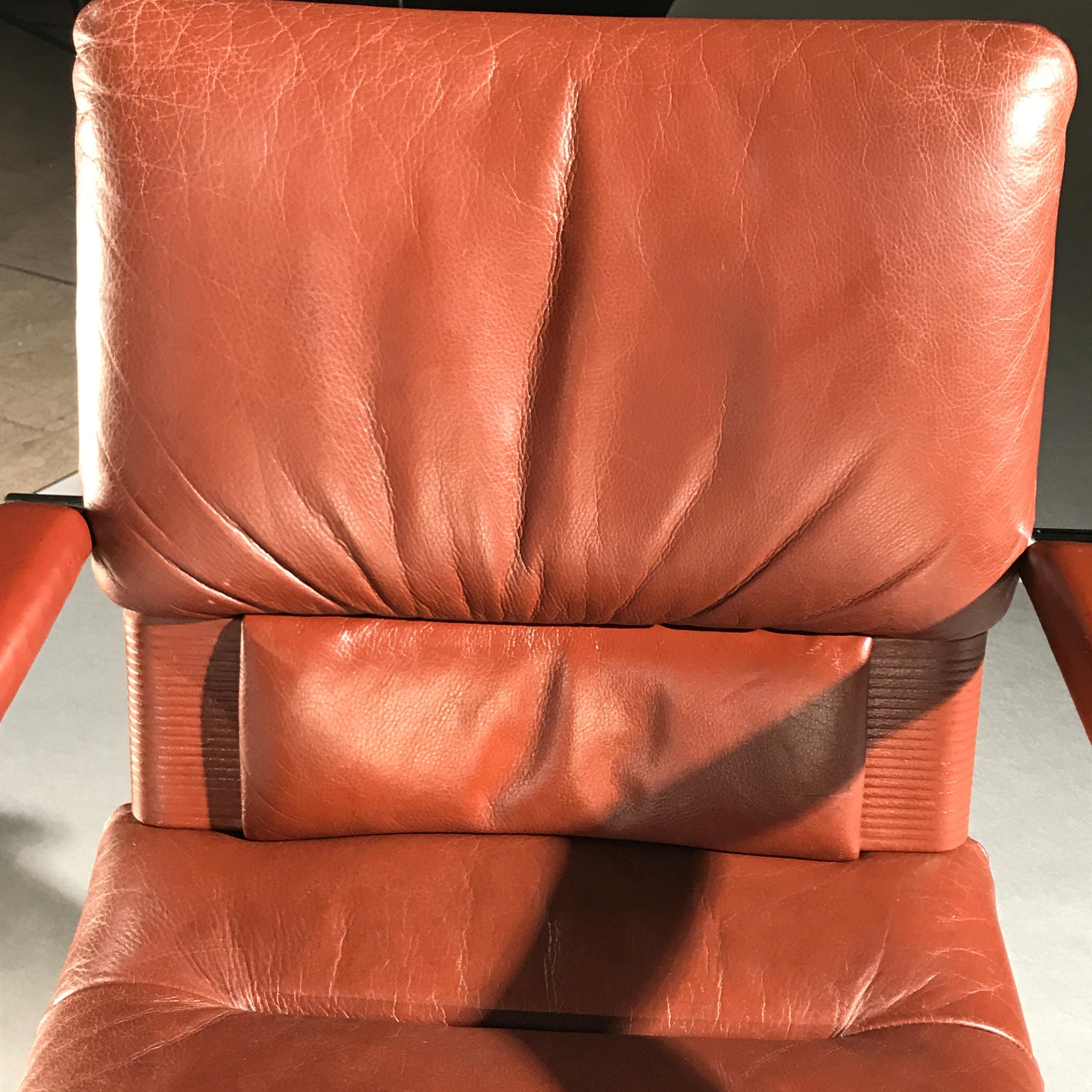 Armchair Leathertan Chrome Signed Mario Bellini Vitra Office Bellini Collection For Sale 9
