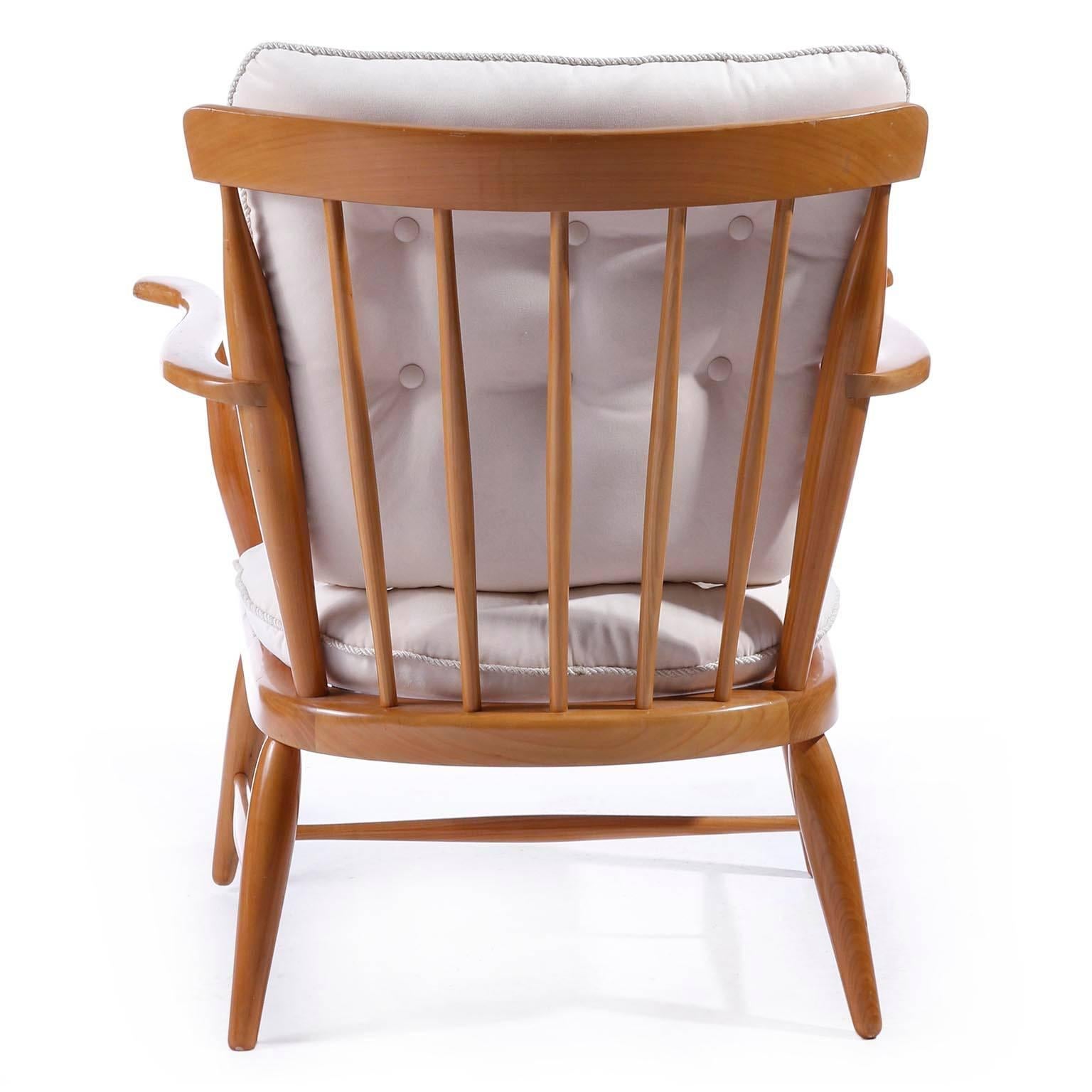 Armchair Lounge Chair Ottoman by Anna-Lülja Praun, Wood Velvet Velour, 1950s 1
