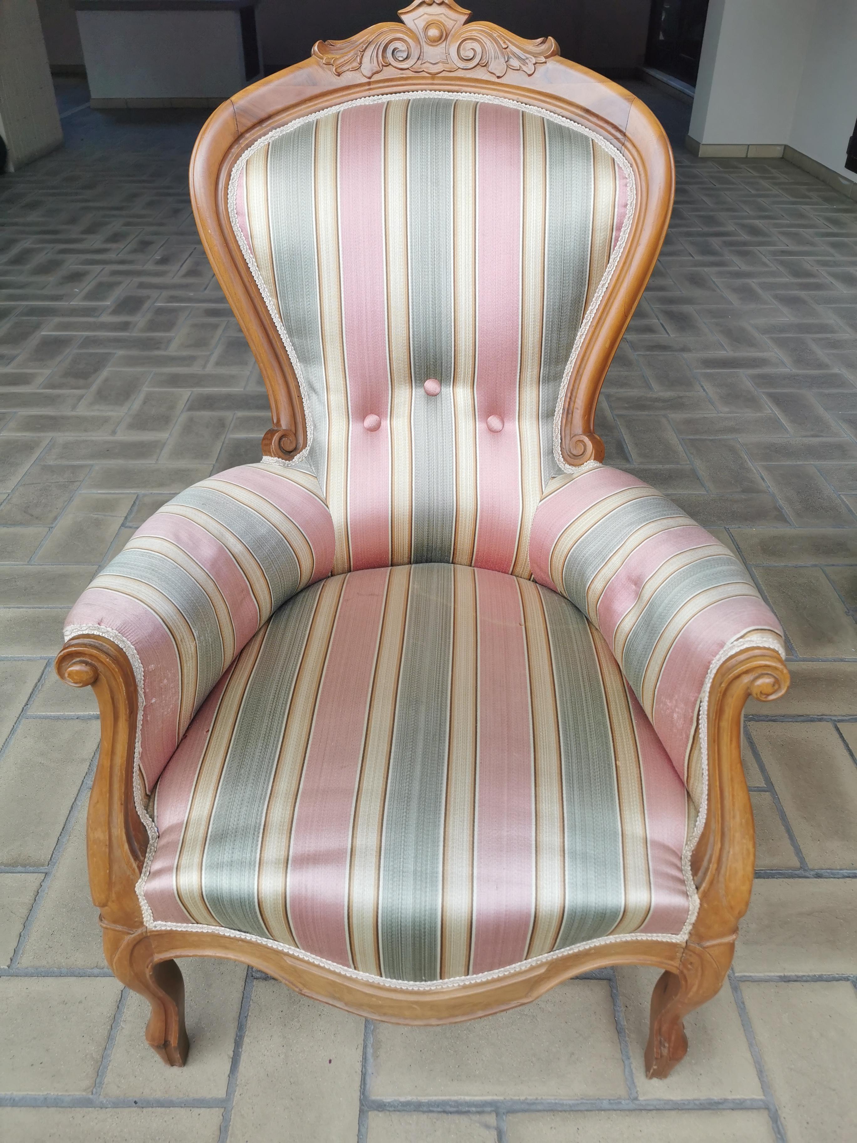 Walnut 19th century Louis Philippe Armchair  For Sale