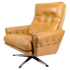 Sessel aus braunem Leder aus den 1980er Jahren