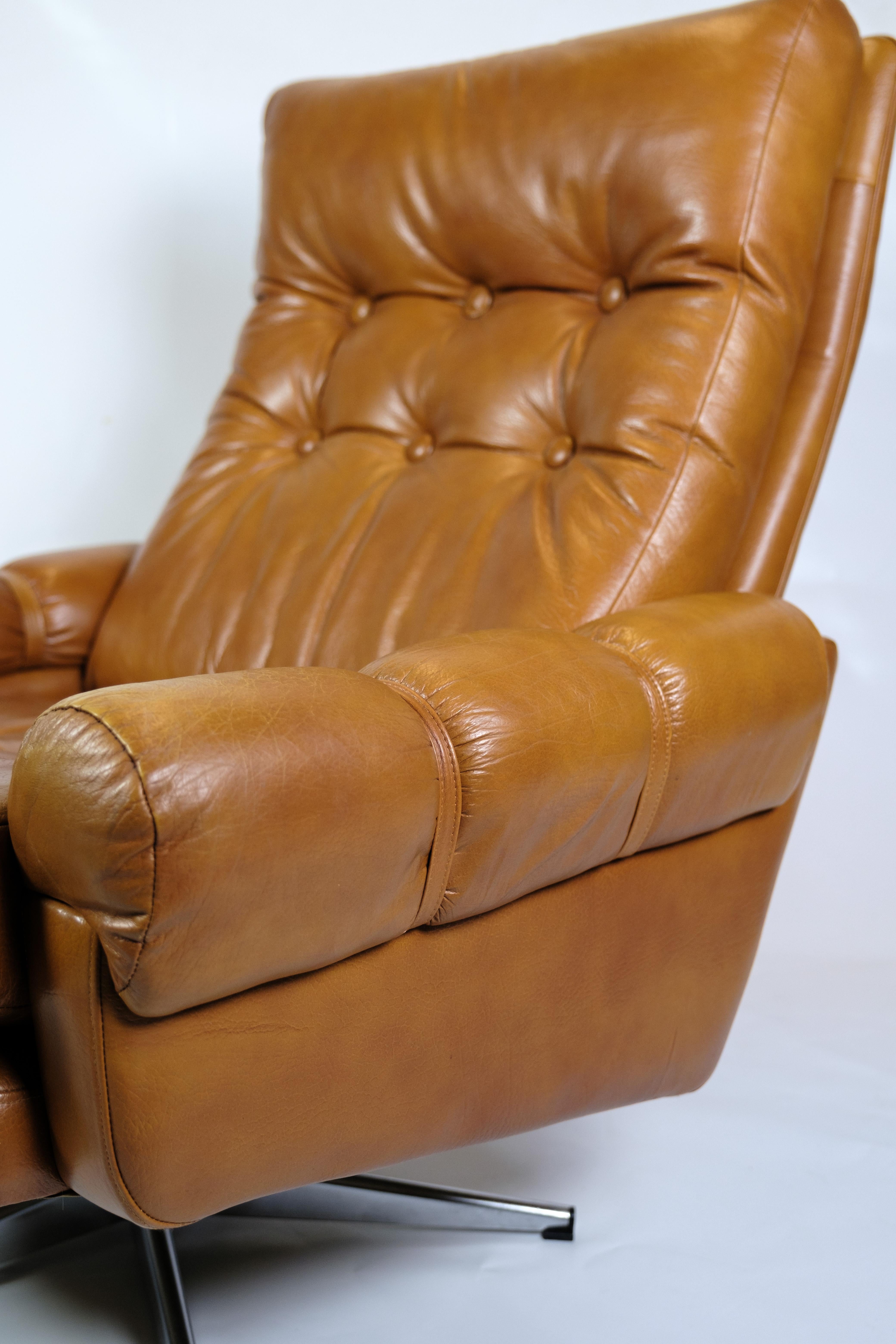 Danish Armchair Made In Cognac Leather From 1980s For Sale