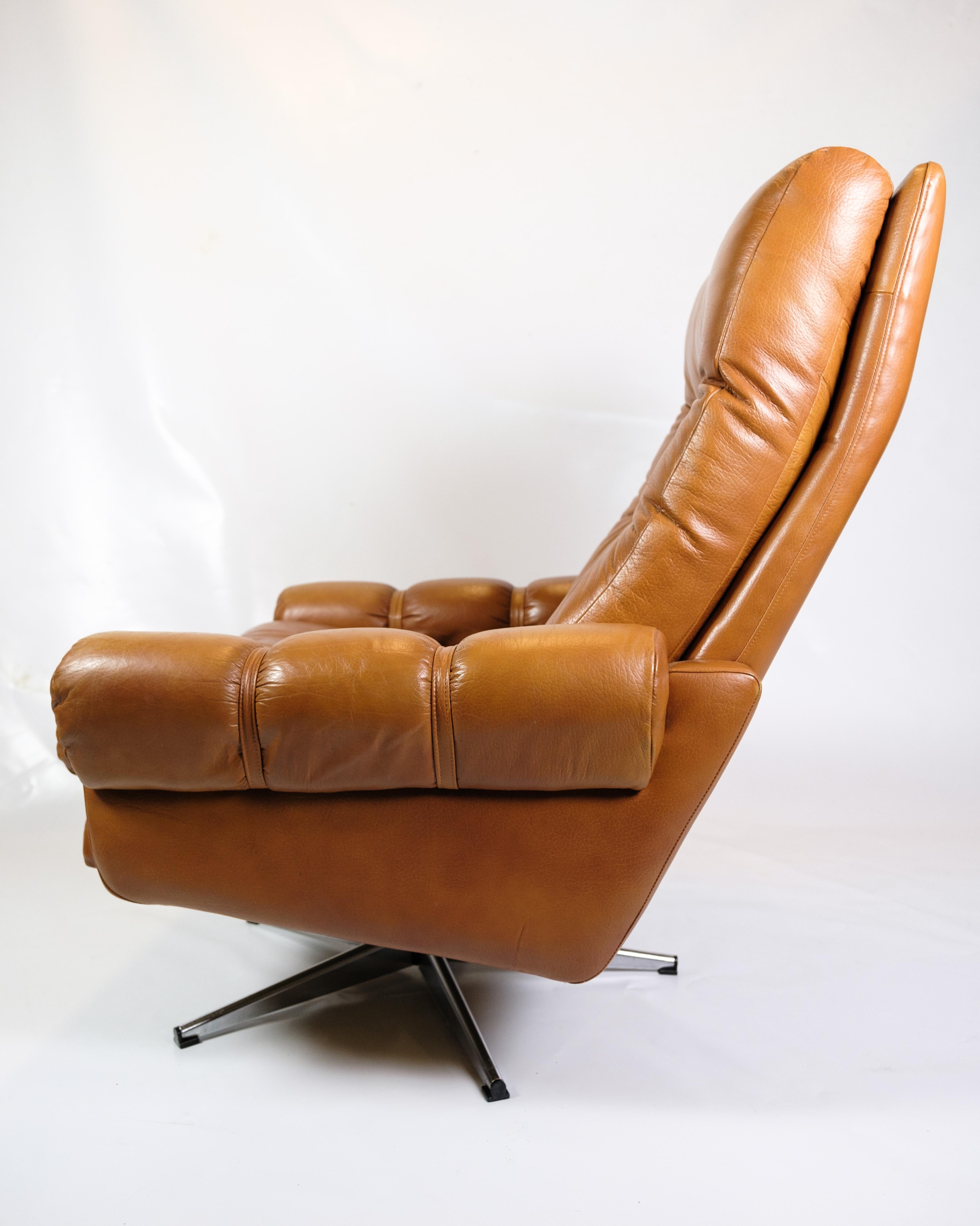 Sessel aus cognacfarbenem Leder aus den 1980er Jahren im Zustand „Gut“ im Angebot in Lejre, DK