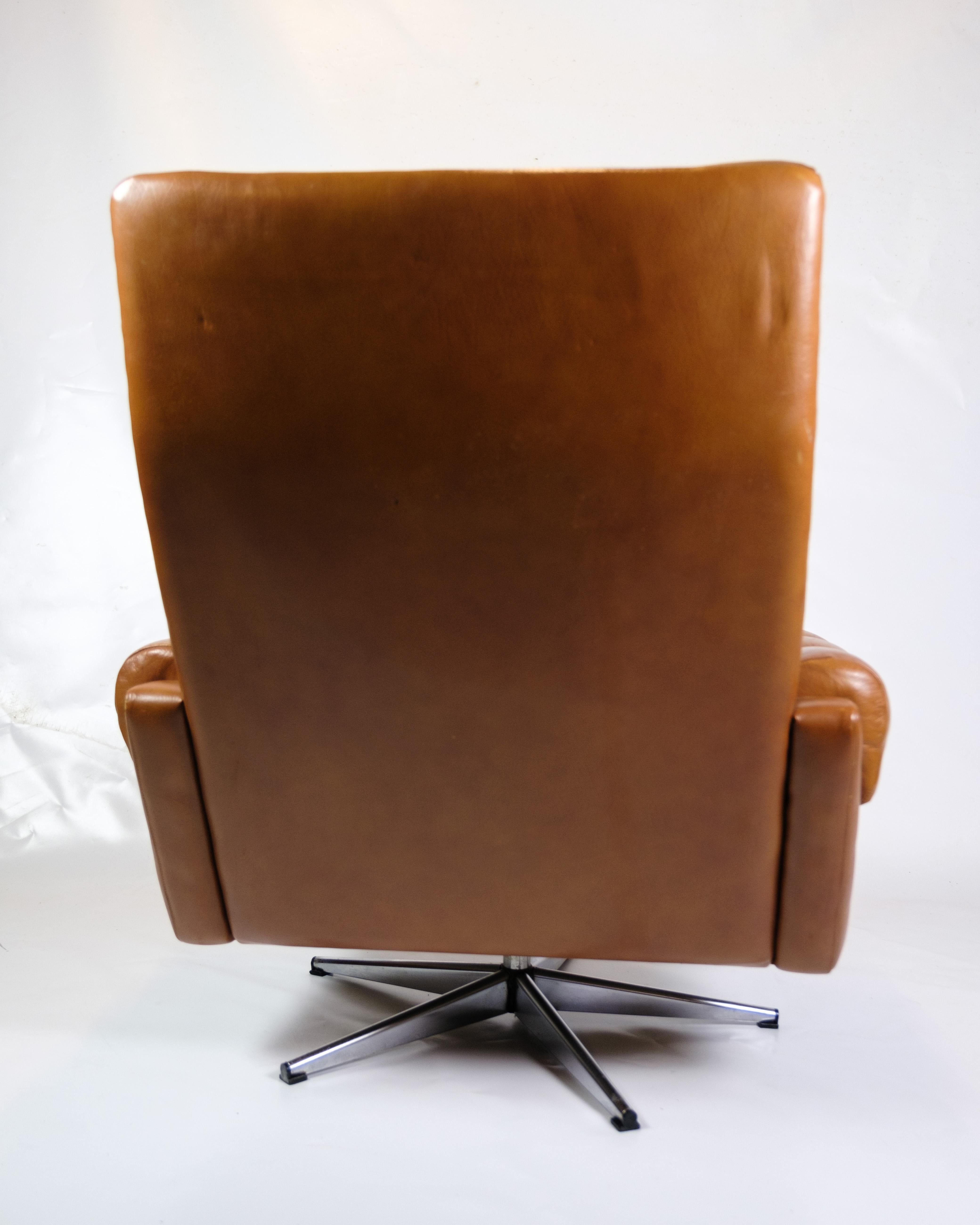 Late 20th Century Armchair Made In Cognac Leather From 1980s For Sale