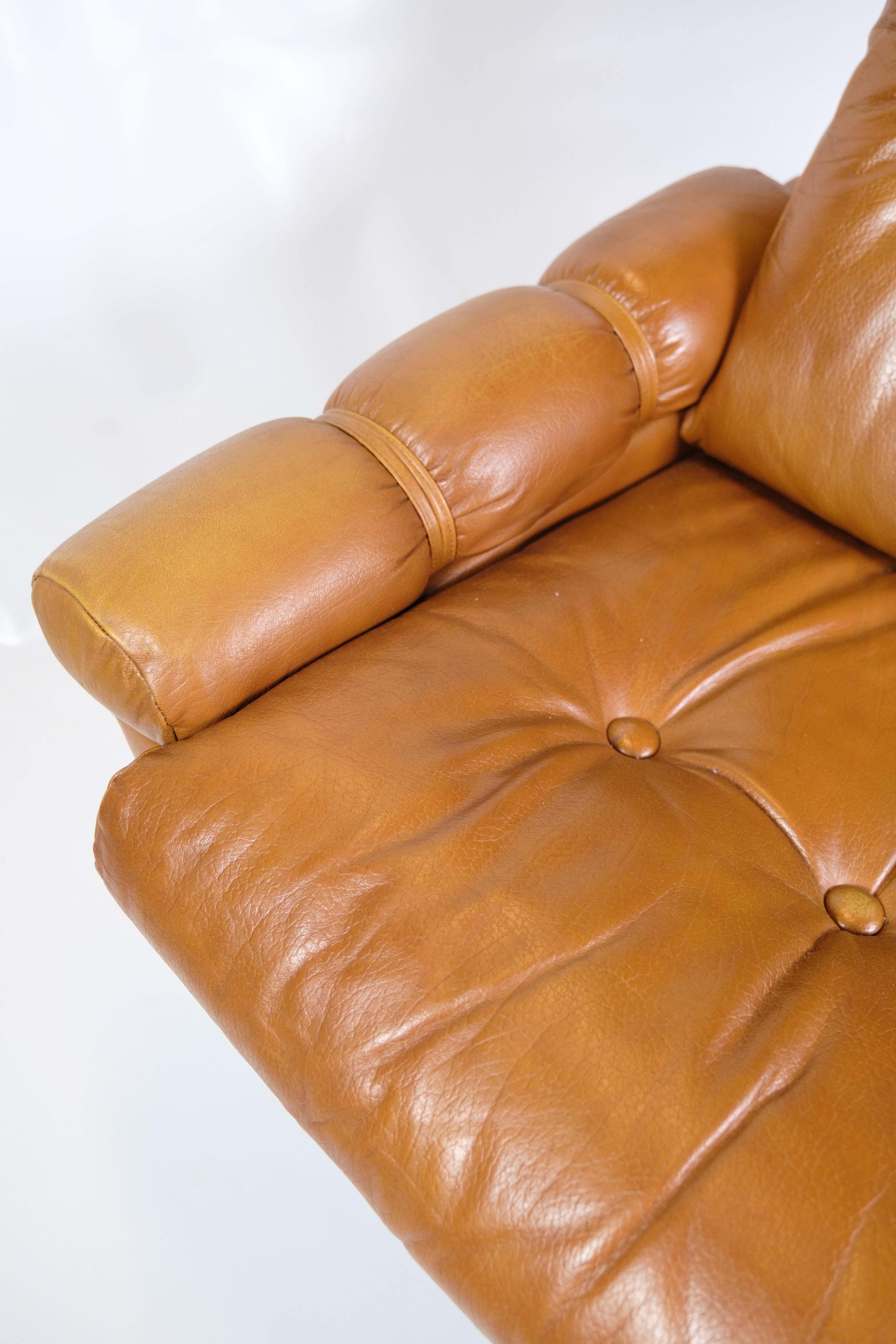 Armchair Made In Cognac Leather From 1980s For Sale 1