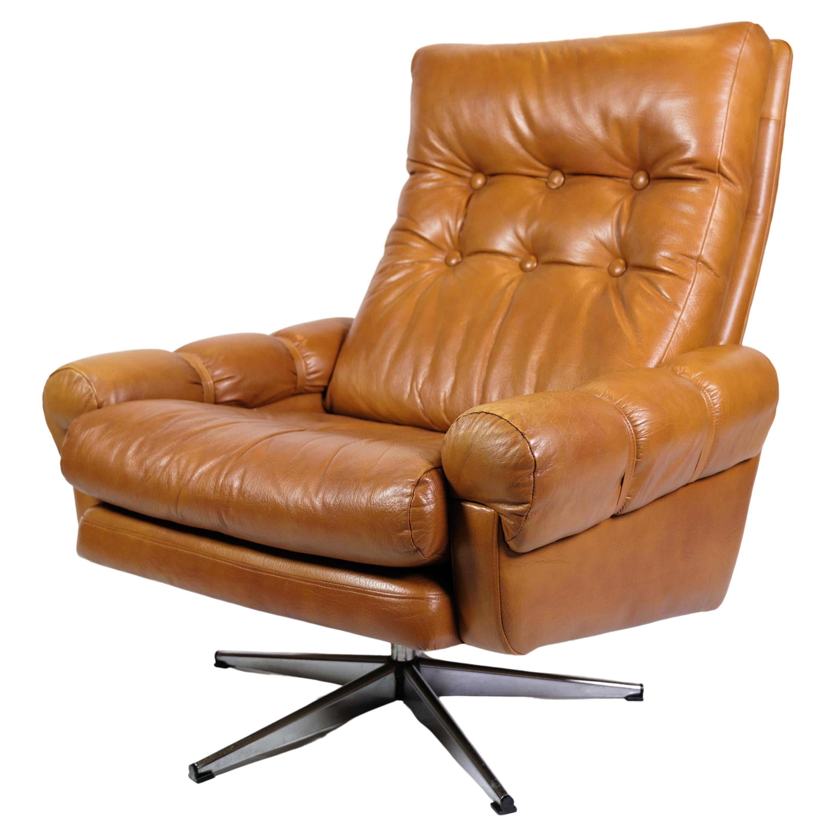 Sessel aus cognacfarbenem Leder aus den 1980er Jahren im Angebot