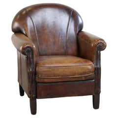 Armchair made of sheep leather with a wonderful patina and good seating comfort