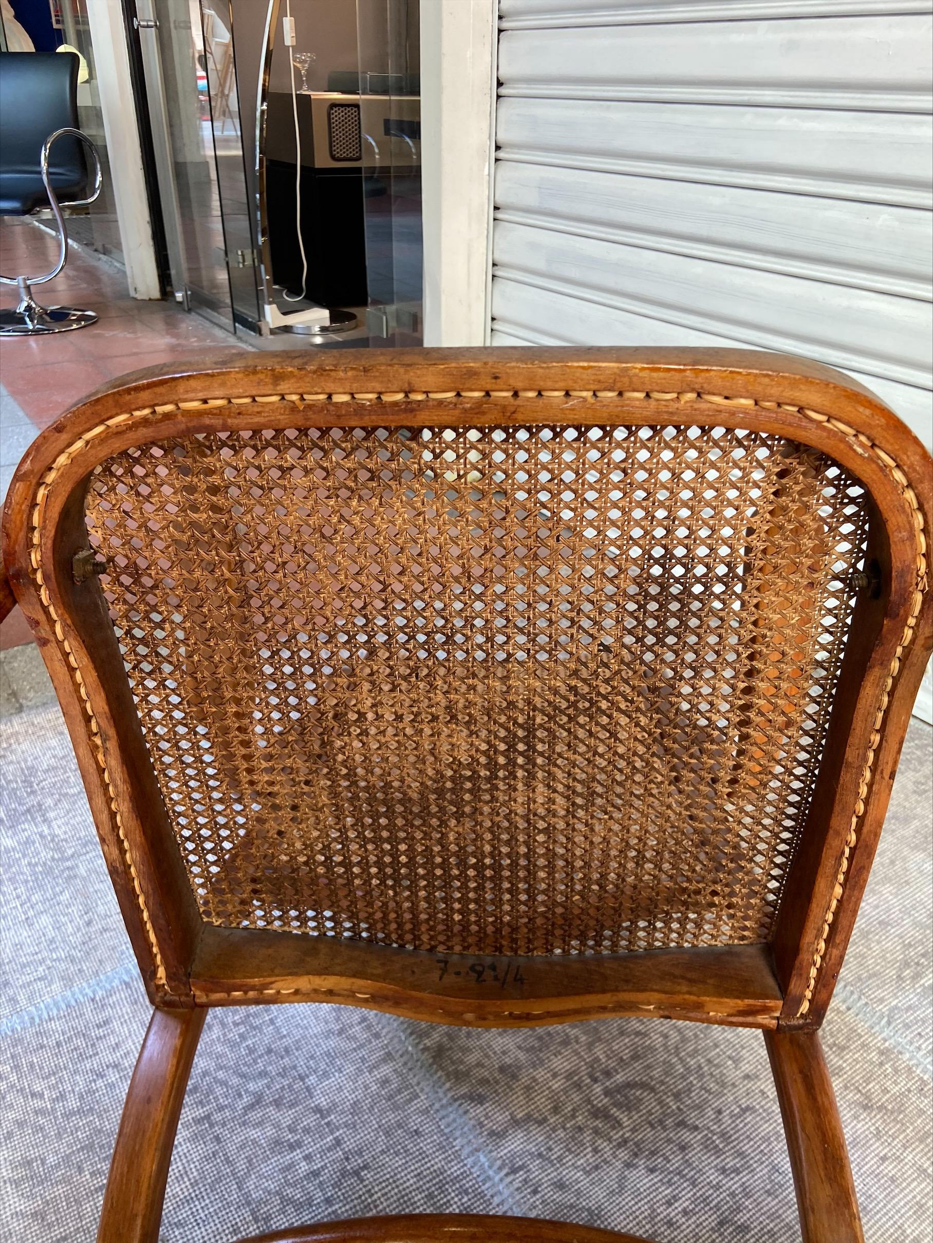 Mid-19th Century Armchair, Michael Thonet Wood and Rattan, 1865 For Sale