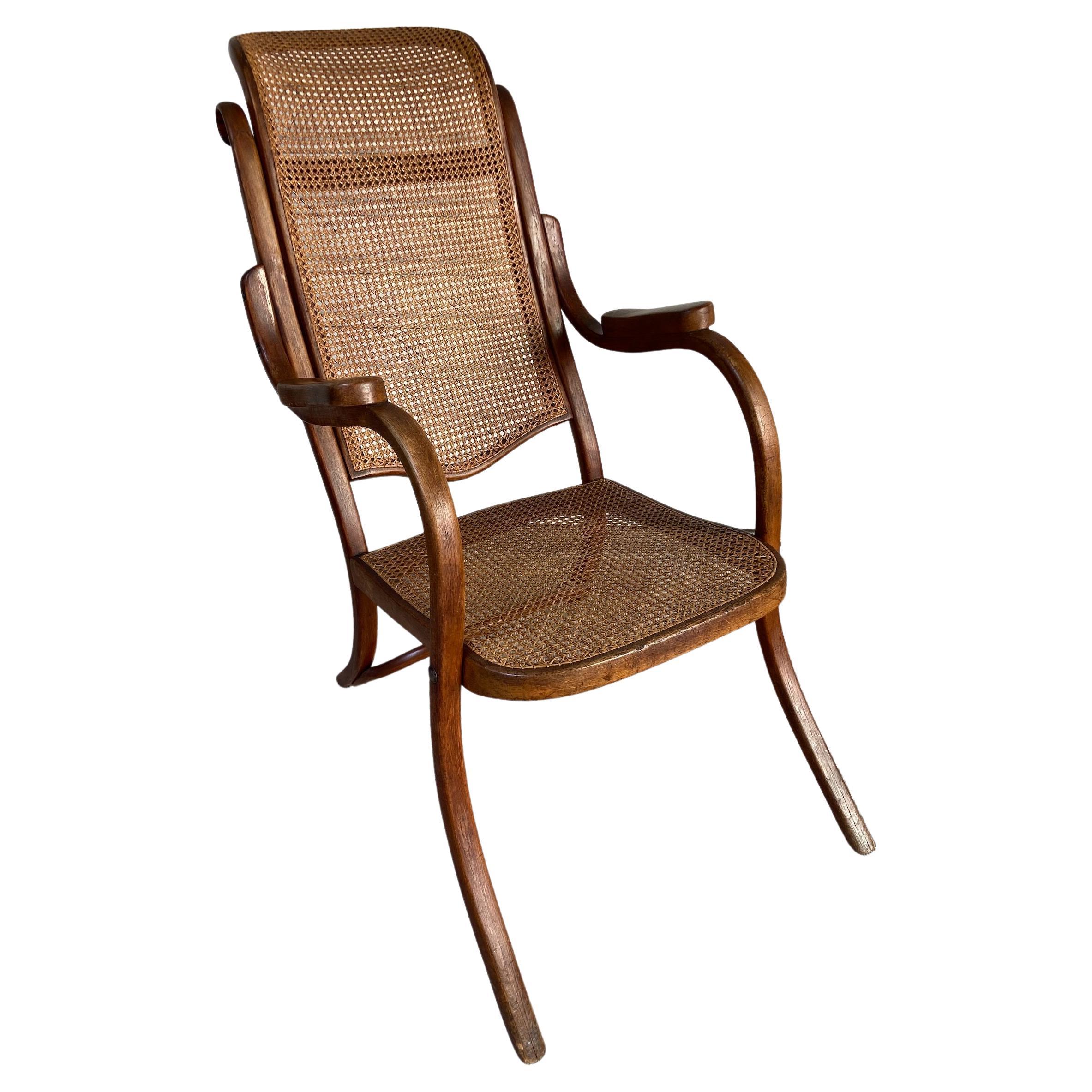Armchair, Michael Thonet Wood and Rattan, 1865 For Sale